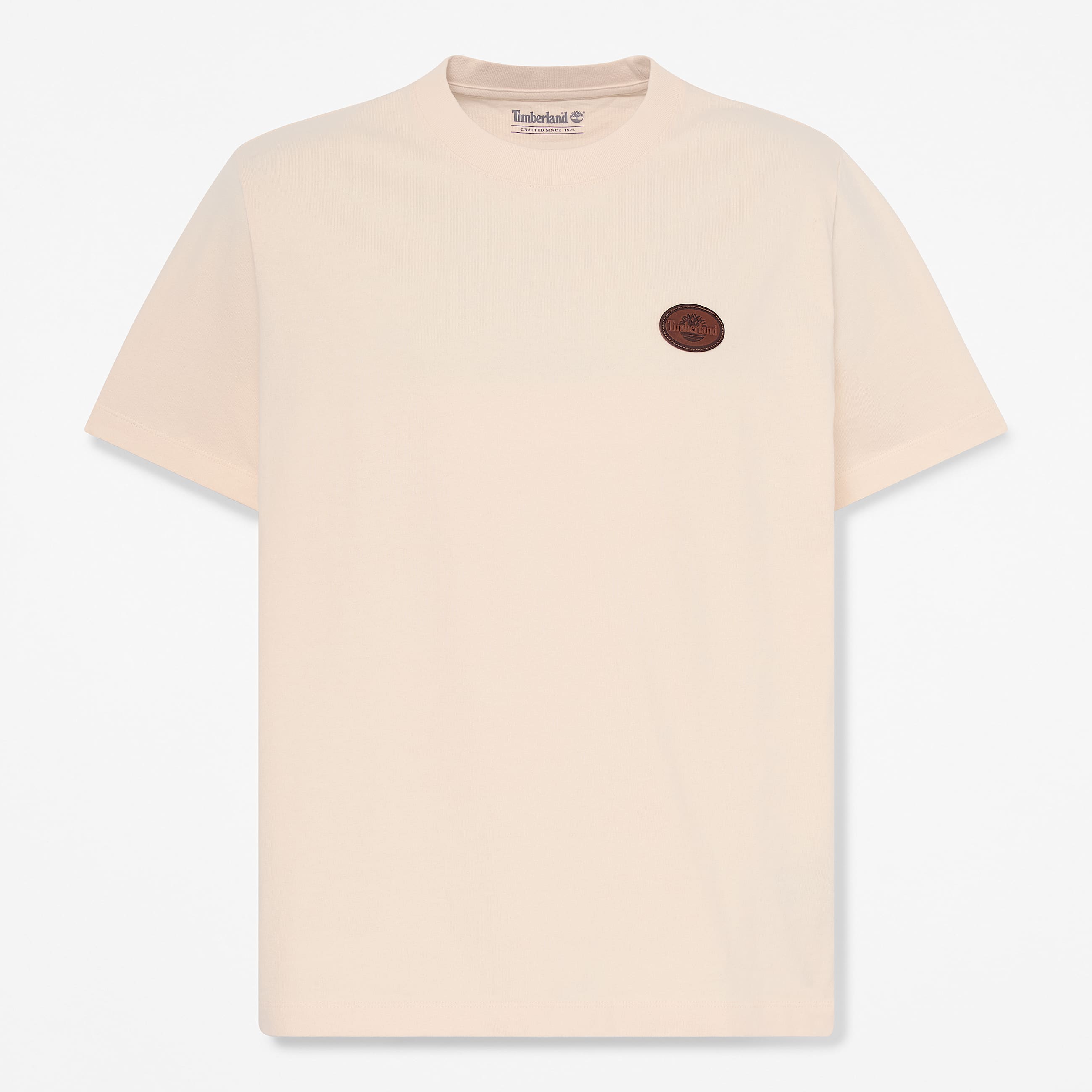 Tshirt  manches courtes et cusson en cuir pour homme en beige TBL beige HERO