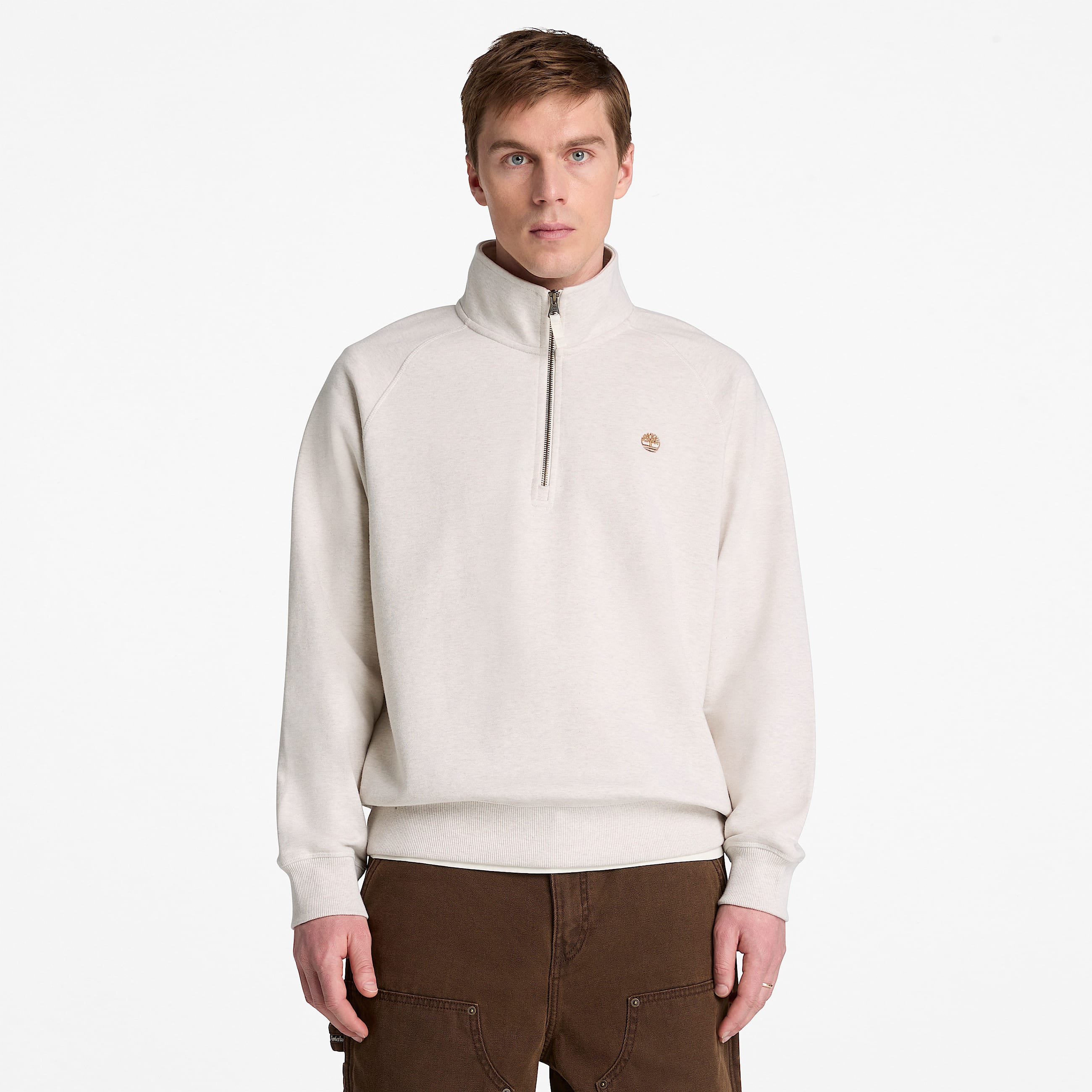 Sudadera Exeter River con cremallera de 14 y el logo bordado para hombre en beis claro TBL beis ALT1