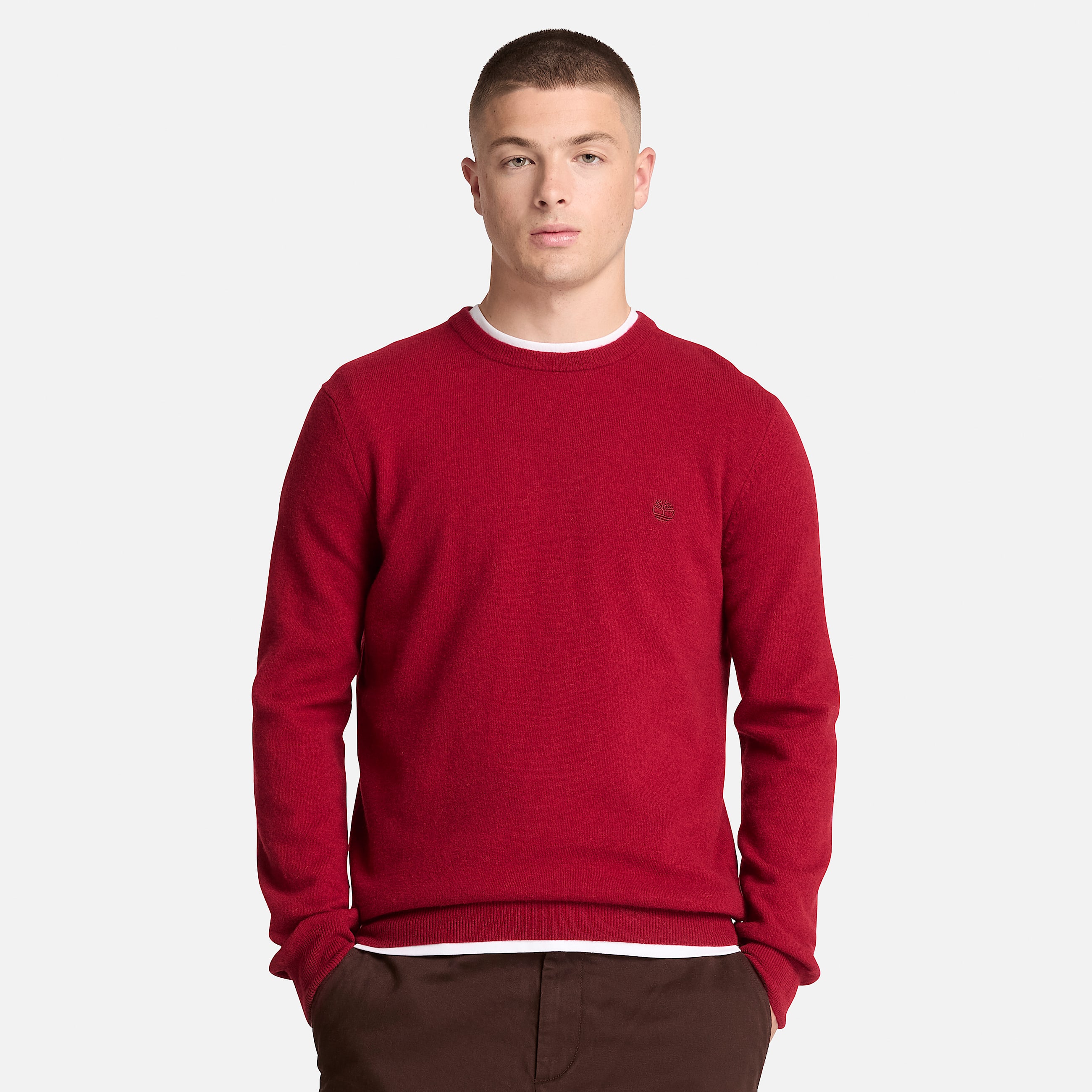 Cohas Brook Pullover mit Rundhalsausschnitt aus Merinowolle fr Herren in Rot TBL Rot ALT1