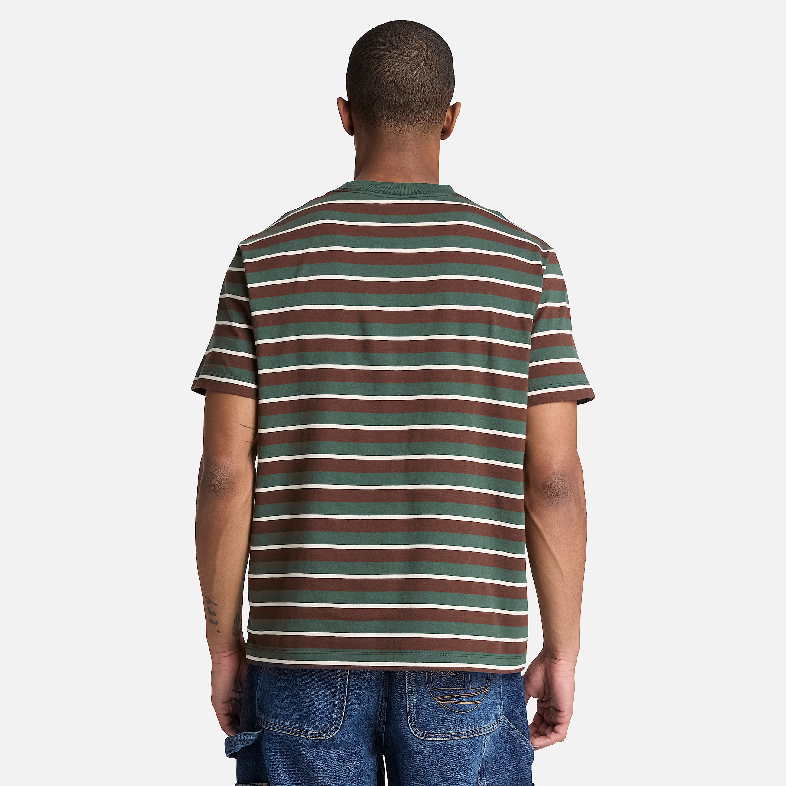 Stripe ShortSleeve TShirt for Men in Dark Green TBL Green ALT8