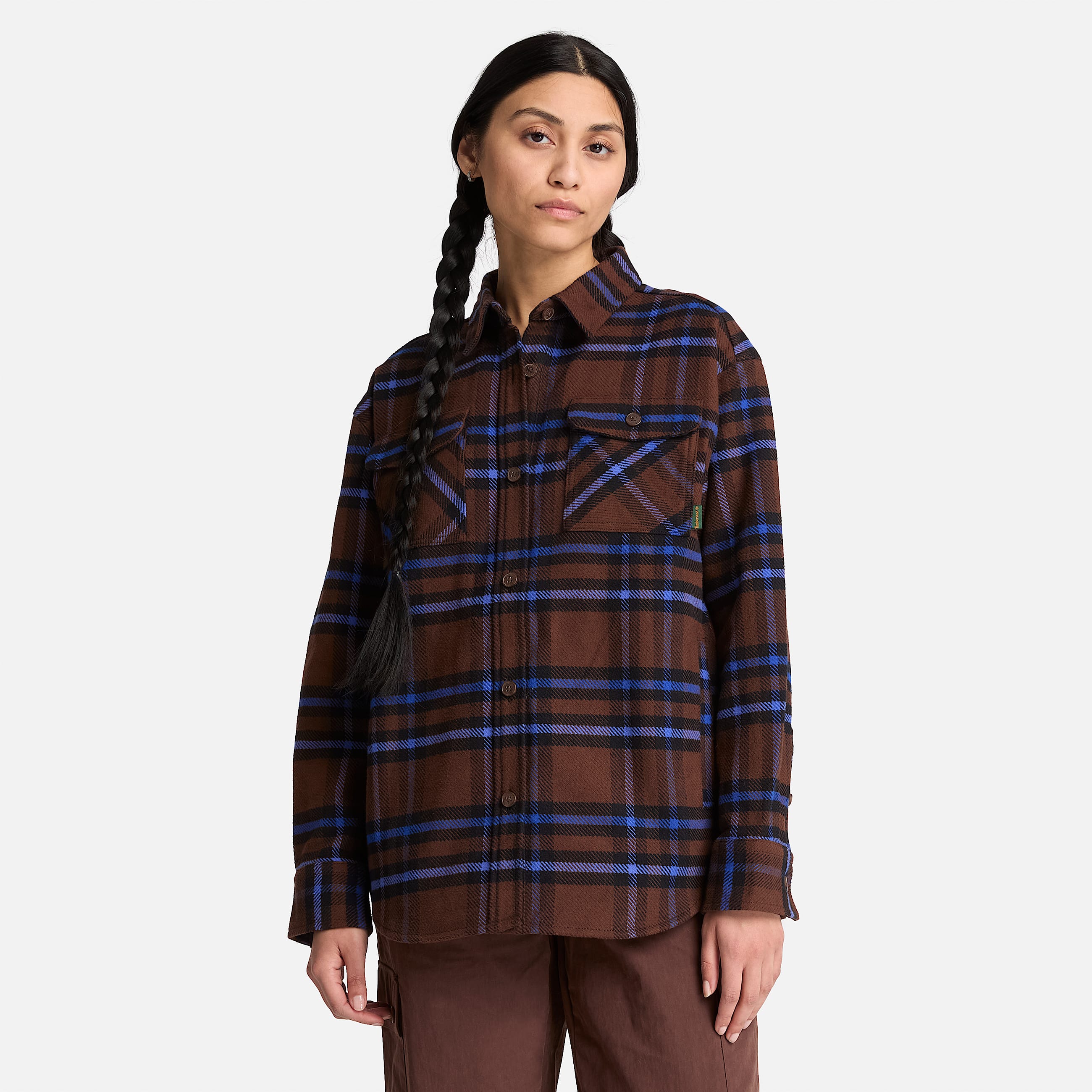 Surchemise  carreaux pour femme en marron fonc TBL marron ALT1