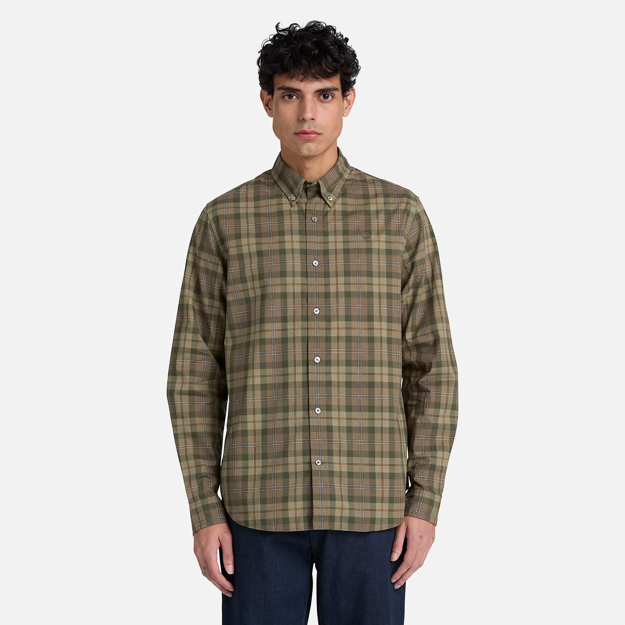 Camicia a Quadri in Popeline Vestibilit Regular da Uomo in verde TBL verde ALT1
