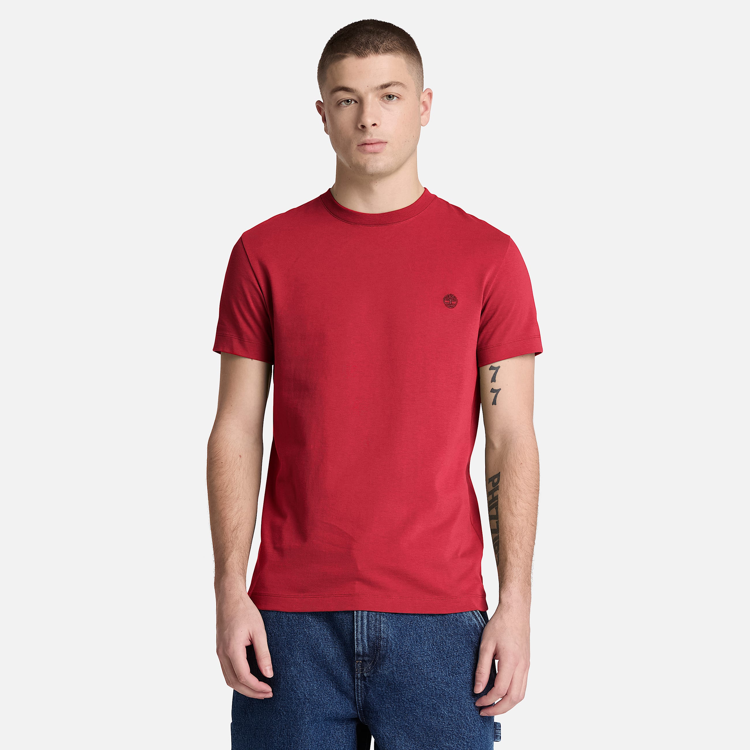 Dunstan River Slim ShortSleeve TShirt for Men in Red TBL Red ALT1