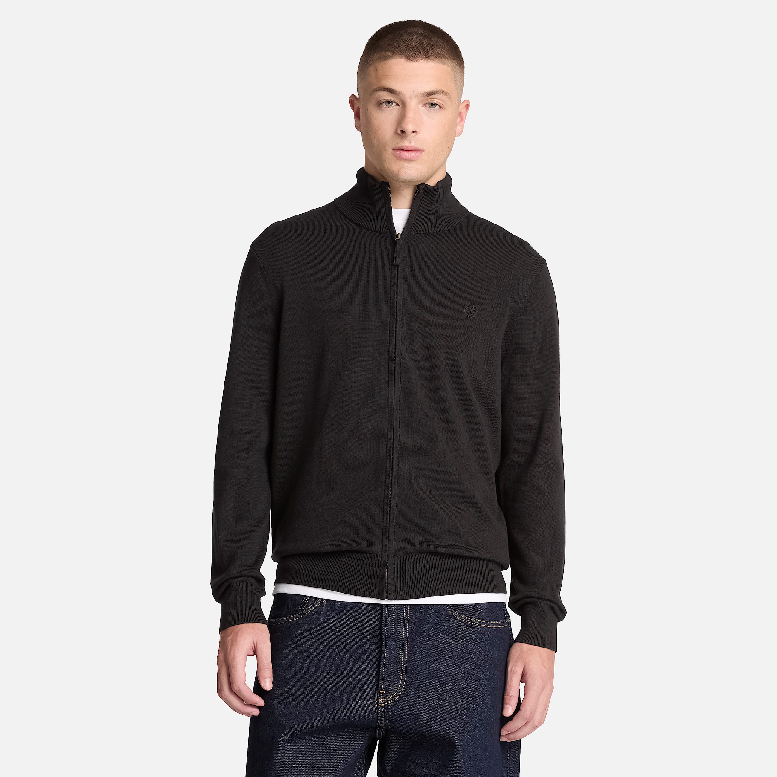 Chaqueta de algodn con cremallera integral Williams River para hombre en negro TBL negro ALT1