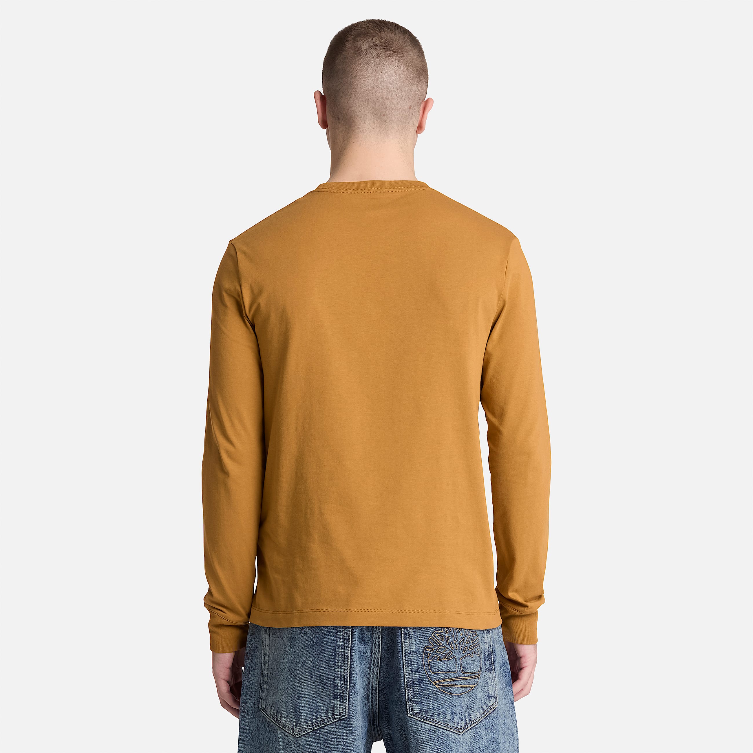 Dunstan River Slim Embroidered LongSleeve TShirt for Men in Yellow TBL Yellow ALT8