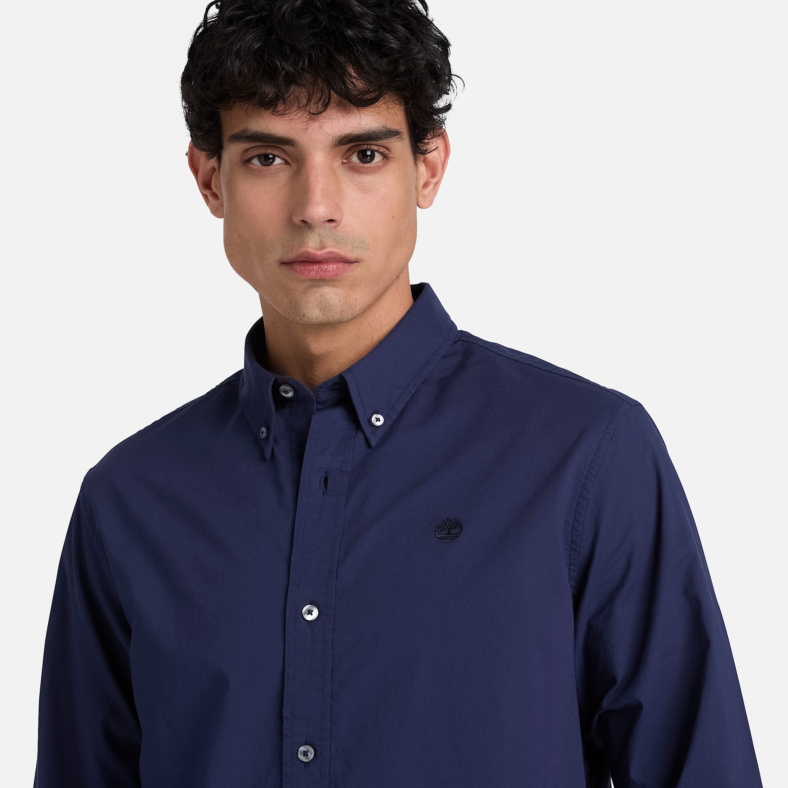 Chemise en popeline  manches longues pour homme en bleu fonc TBL bleu ALT3