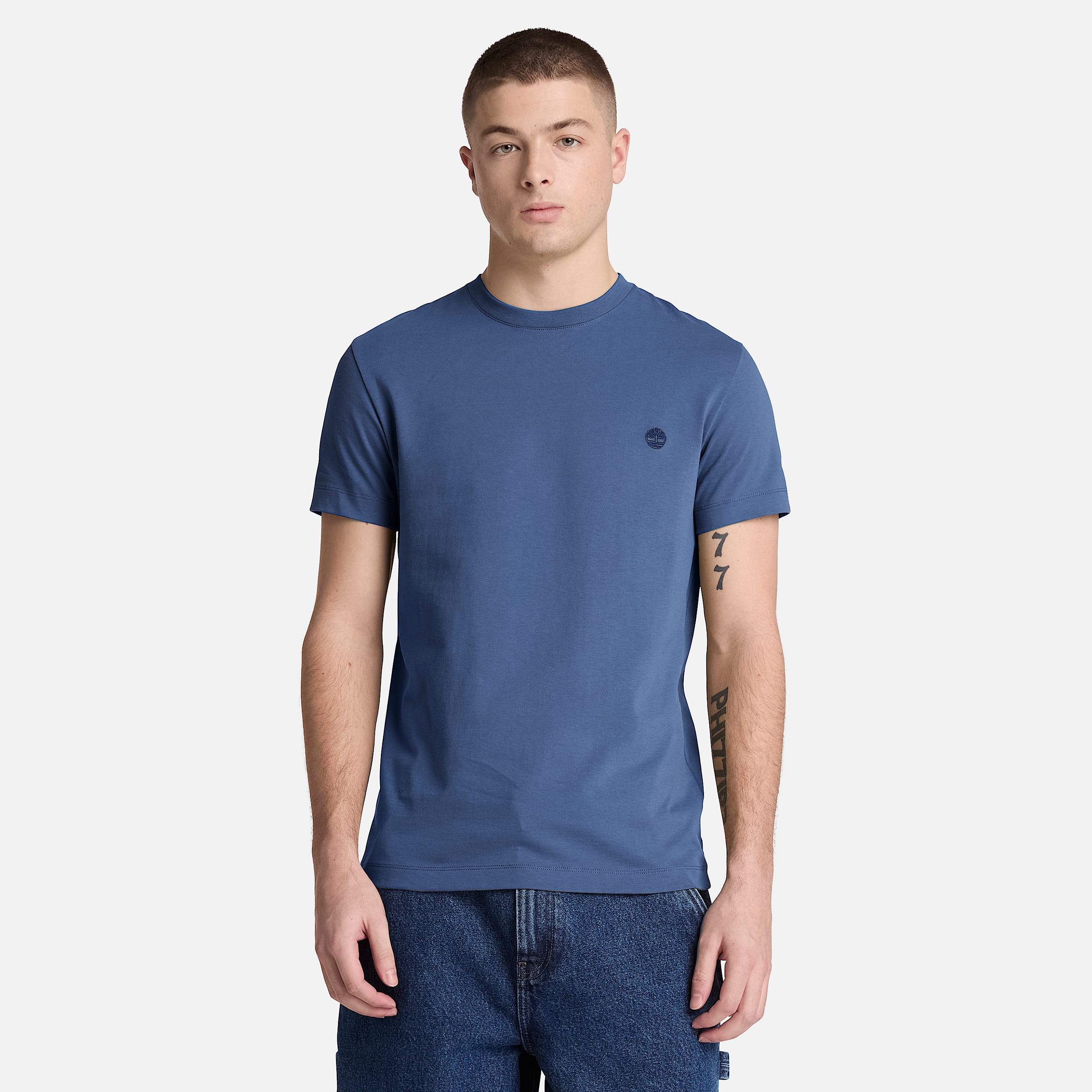 Dunstan River Slim ShortSleeve TShirt for Men in Dark Blue TBL Blue ALT1