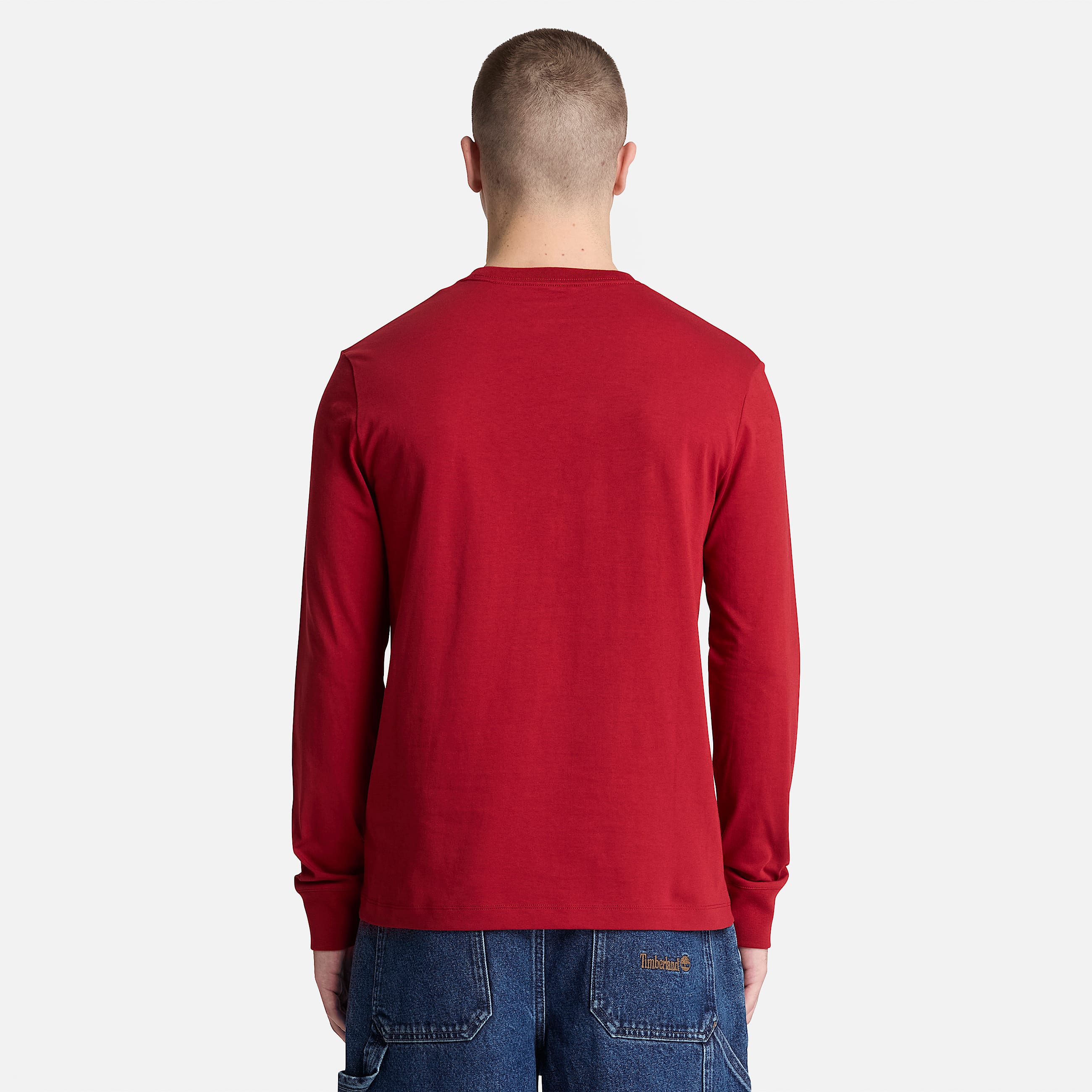 Dunstan River Slim Embroidered LongSleeve TShirt for Men in Red TBL Red ALT8