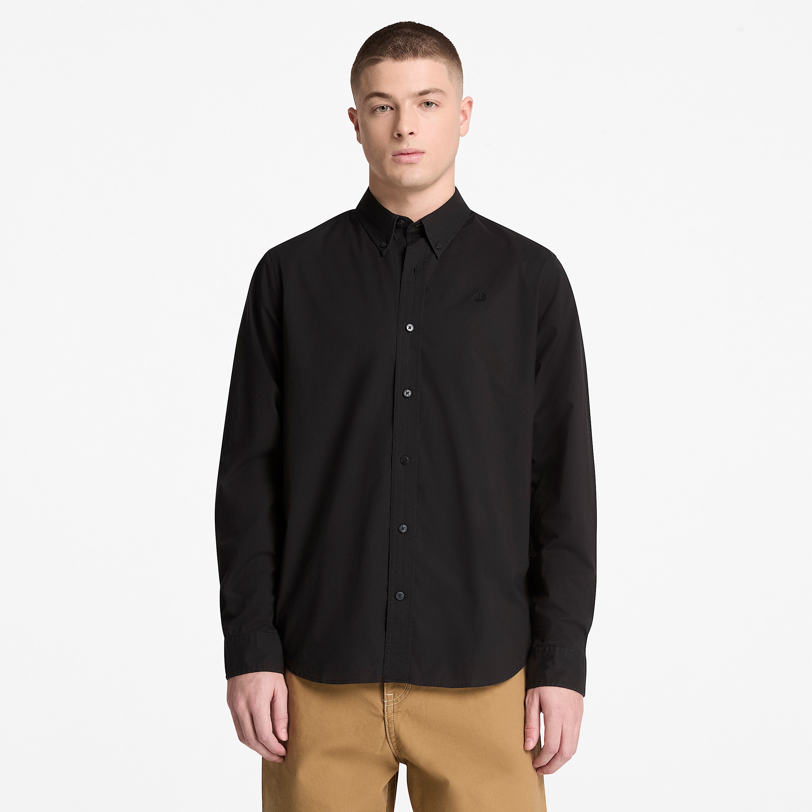 Chemise en popeline  manches longues pour homme en noir TBL noir ALT1