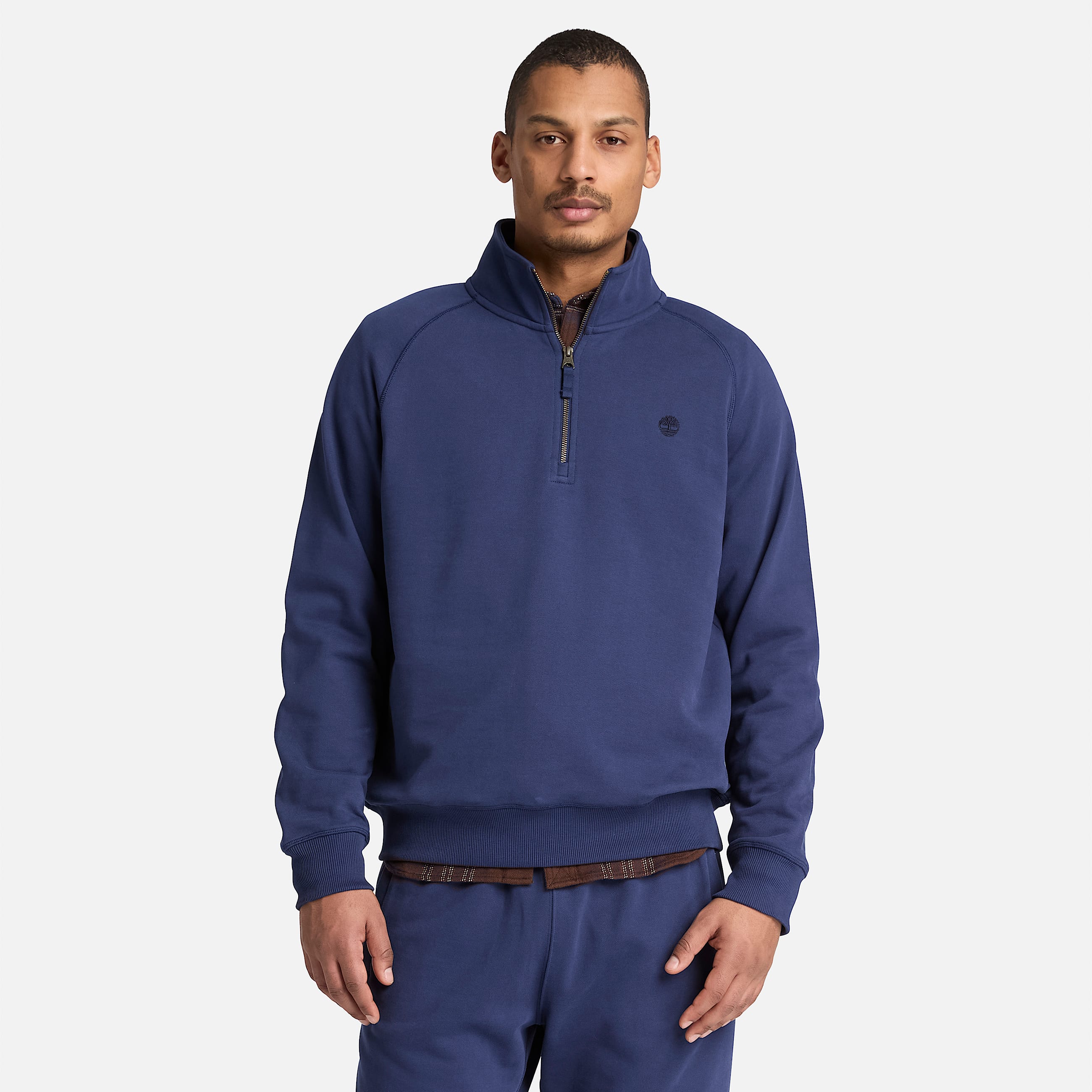 Exeter River Embroidered Logo QuarterZip Sweatshirt for Men in Dark Blue TBL Blue ALT1