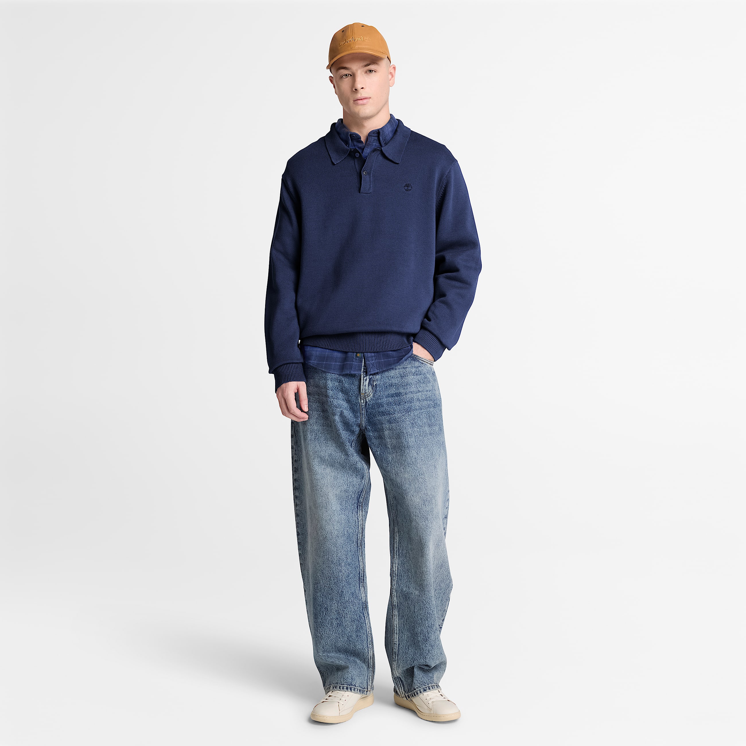 Williams River Cotton Polo Jumper for Men in Dark Blue TBL Blue ALT2