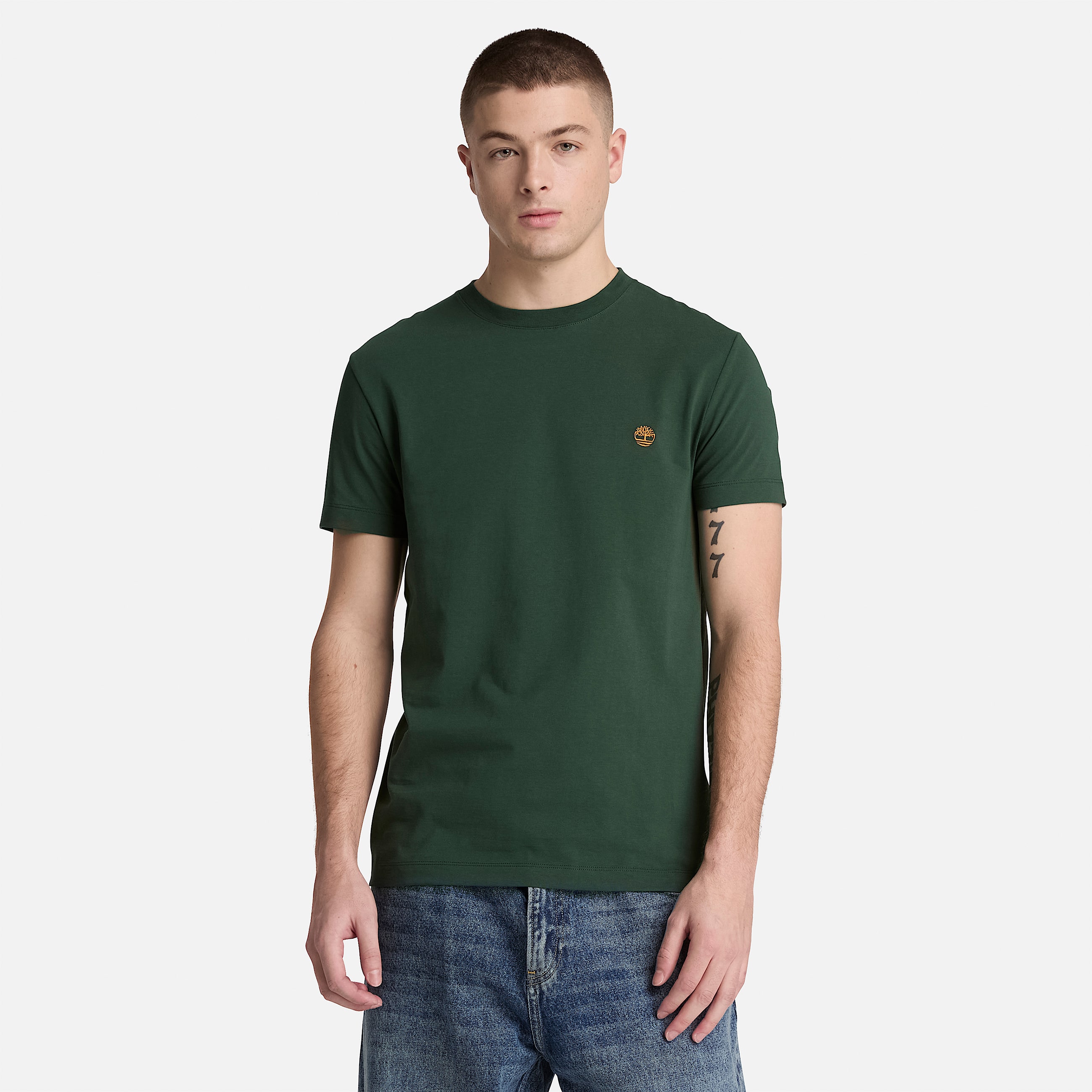 Dunstan River Slim ShortSleeve TShirt for Men in Dark Green TBL Green ALT1