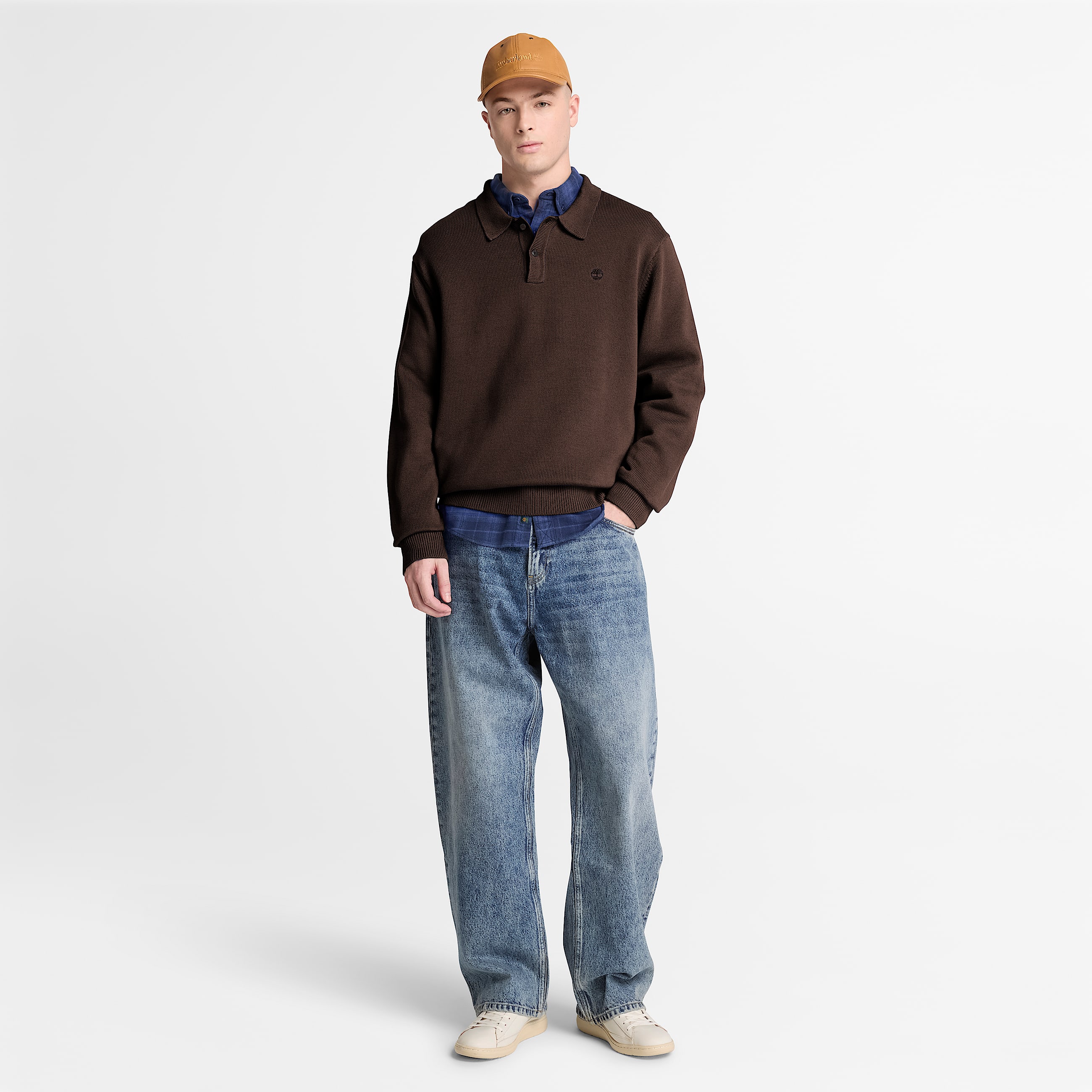 Williams River Cotton Polo Jumper for Men in Dark Brown TBL Brown ALT2
