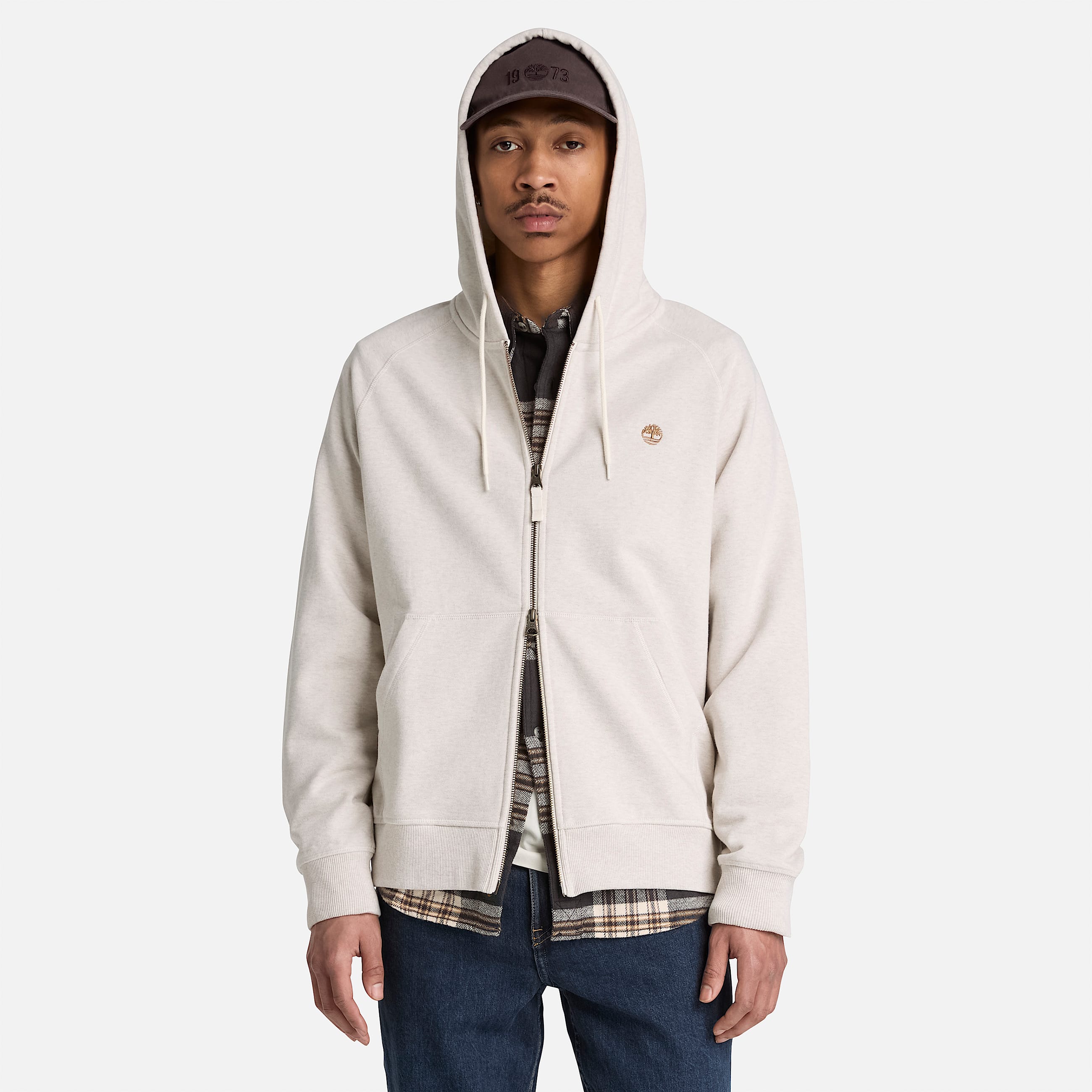 Sudadera con capucha y cremallera integral Exeter River para hombre en Beis claro TBL beis ALT1