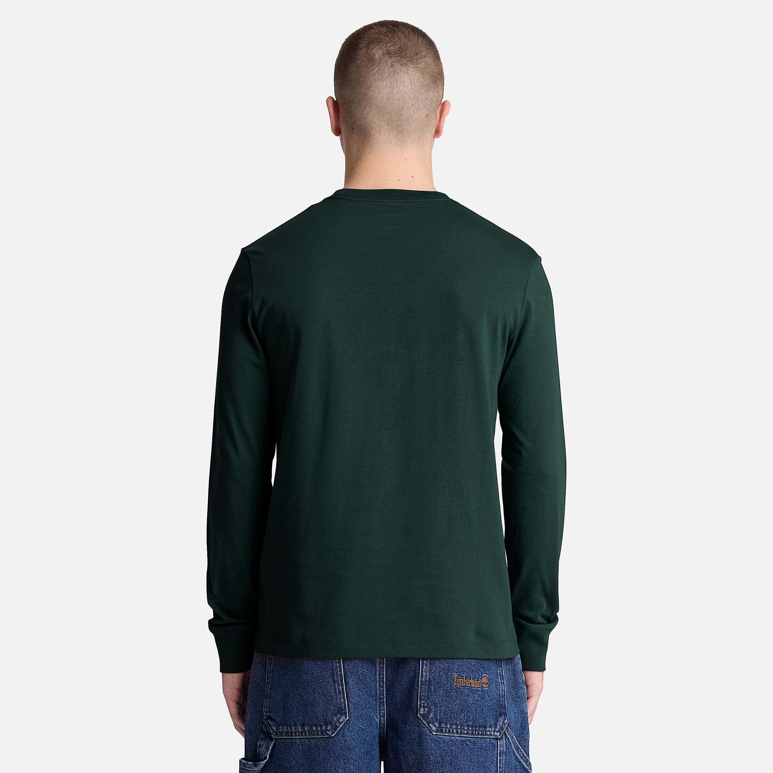 Dunstan River Slim Embroidered LongSleeve TShirt for Men in Dark Green TBL Green ALT8