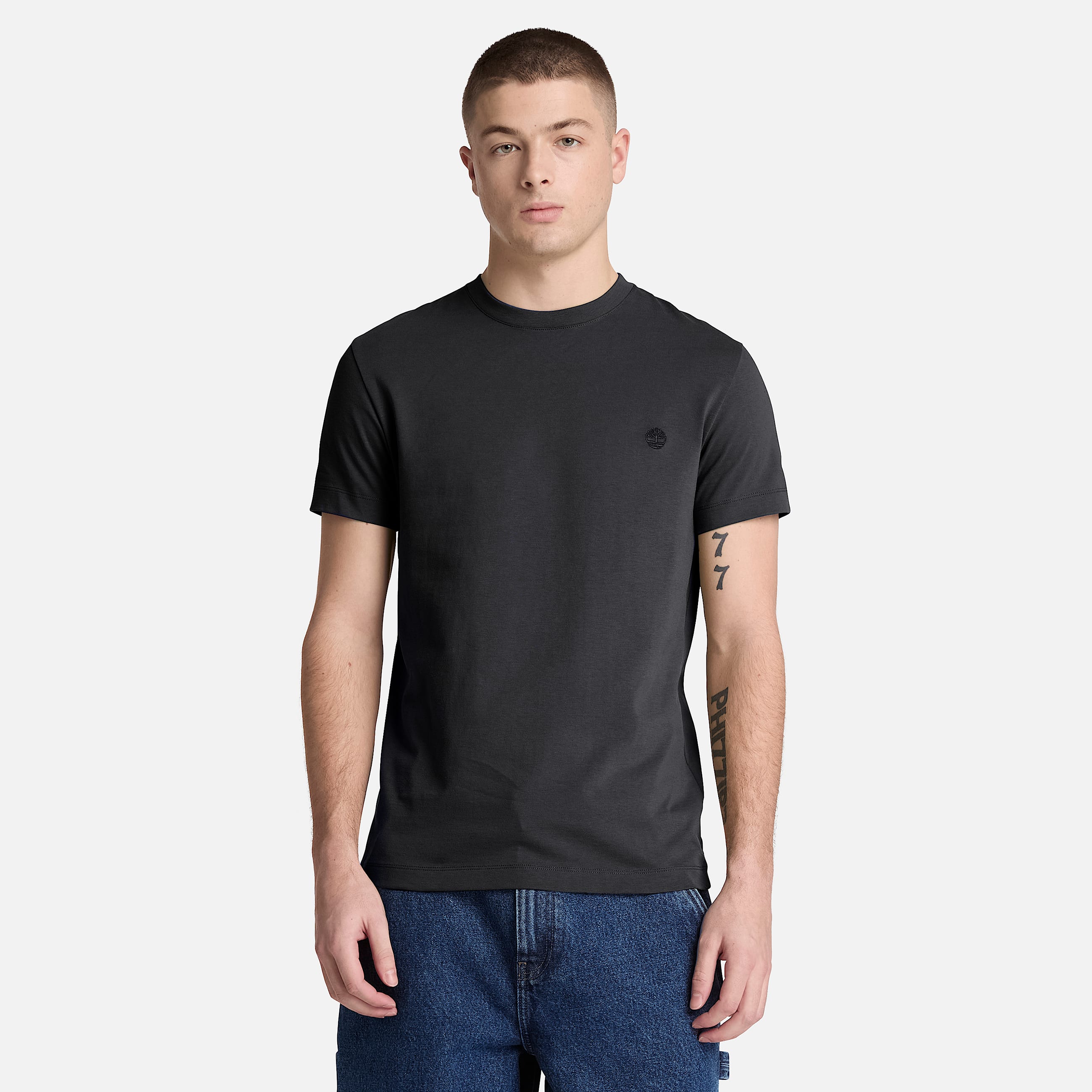 Dunstan River Slim ShortSleeve TShirt for Men in Black TBL Black ALT1