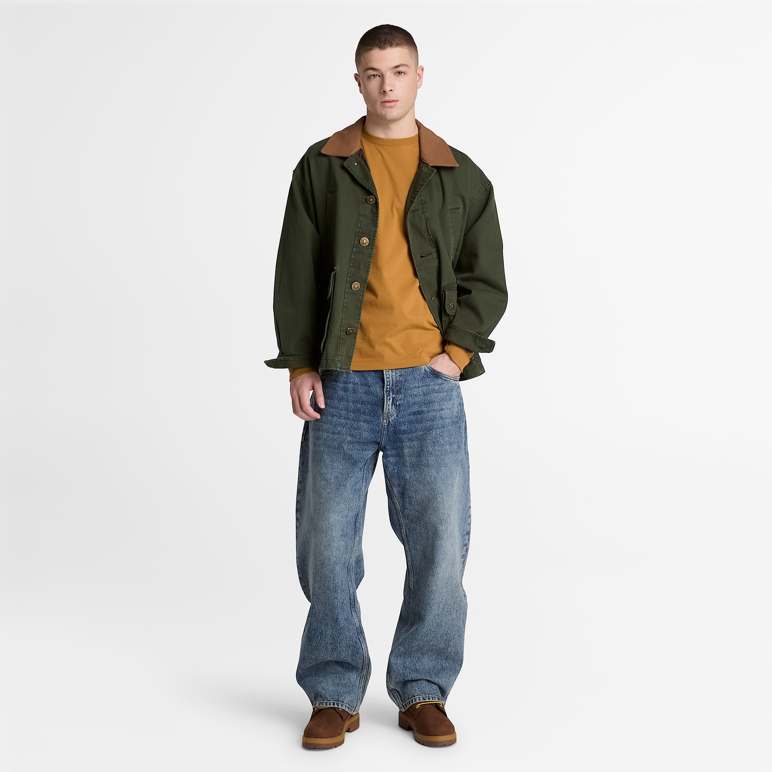 Dunstan River Slim Embroidered LongSleeve TShirt for Men in Yellow TBL Yellow ALT2