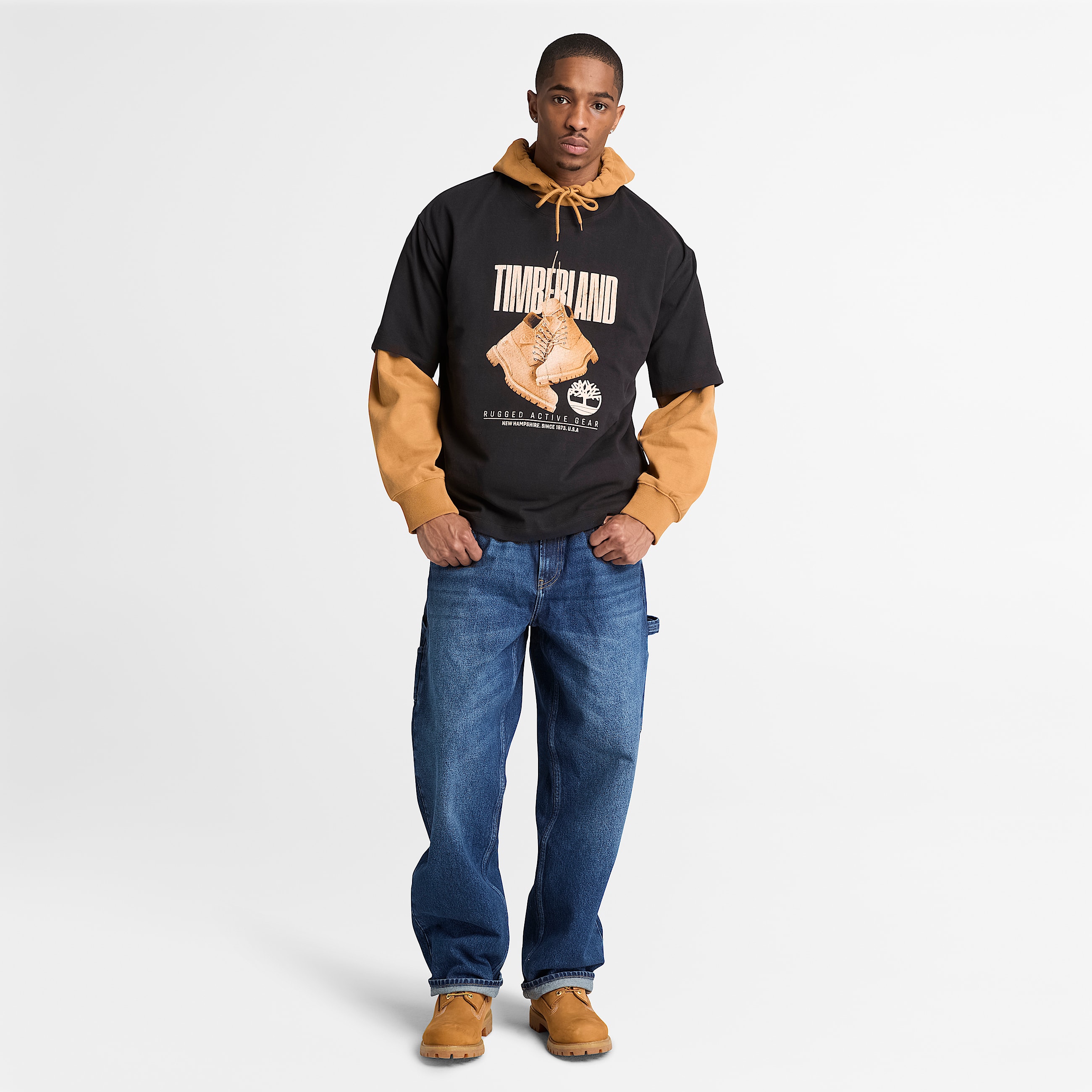 Rugged Boot ShortSleeve TShirt for Men in Black TBL Black ALT2