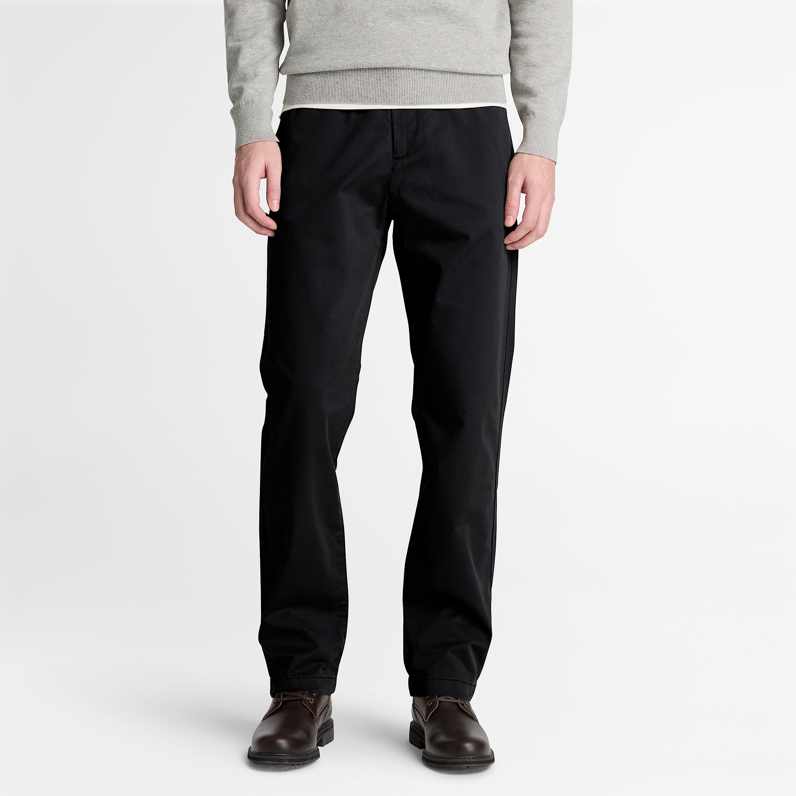 Pantalon chino droit en serg Claremont pour homme en noir TBL noir ALT1