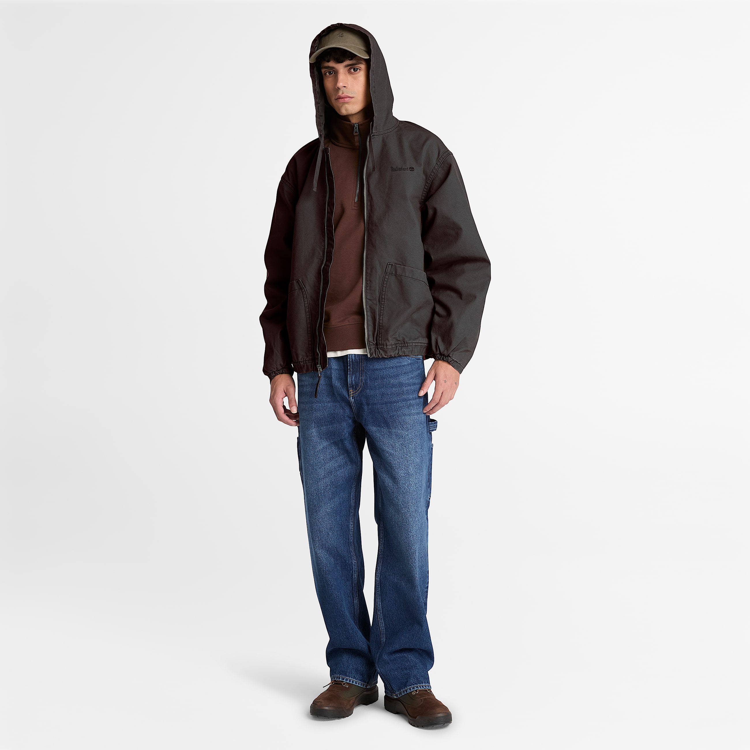 Hooded Canvas Bomber for Men in Black TBL Black ALT2