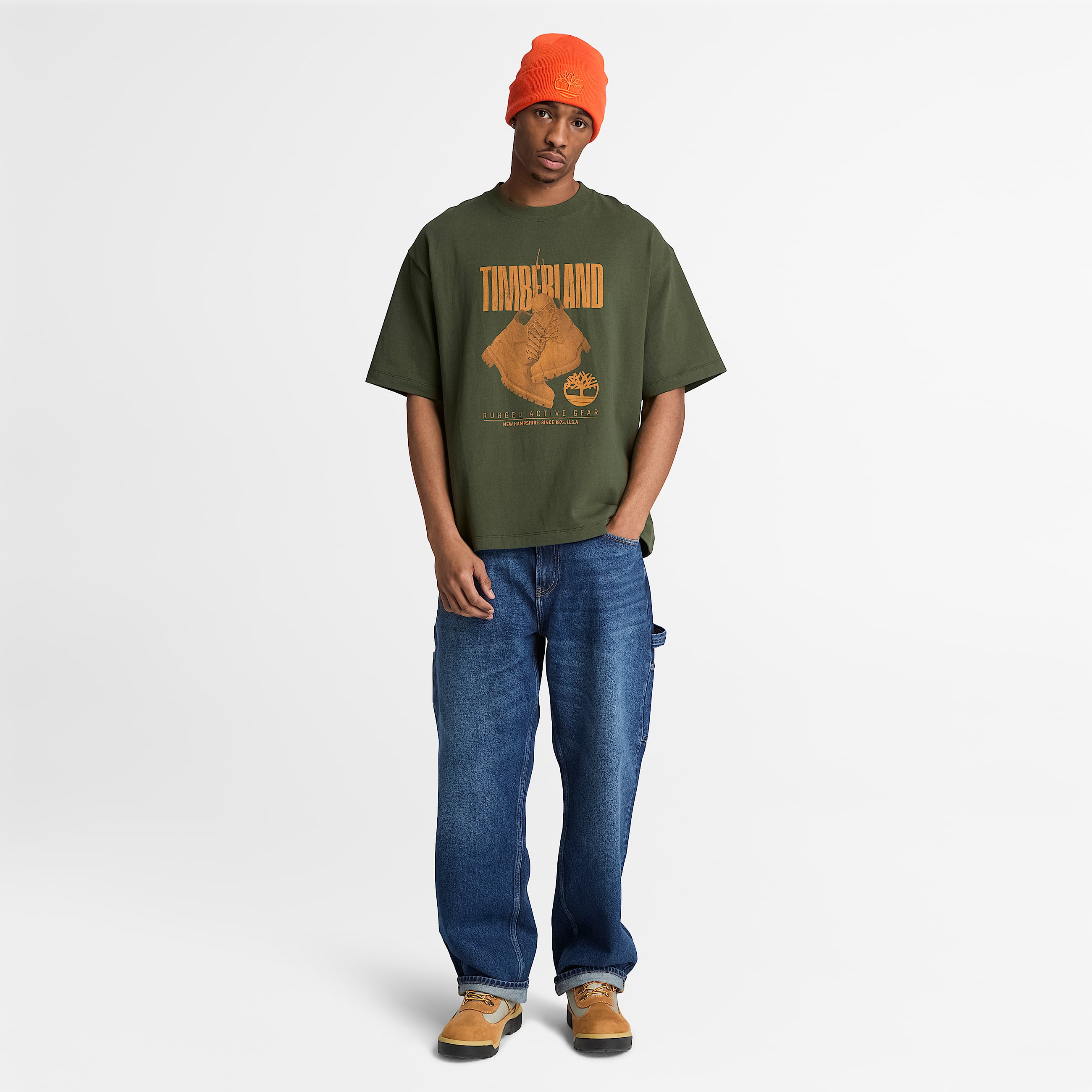 Rugged Boot ShortSleeve TShirt for Men in Dark Green TBL Green ALT2