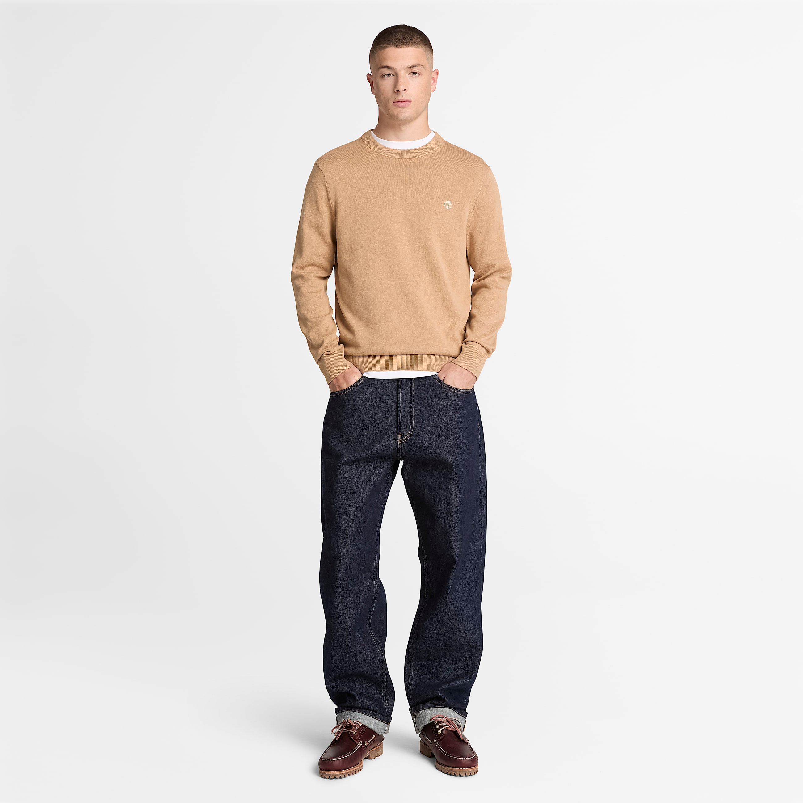 Williams River Cotton Crewneck Jumper for Men in Light Brown TBL Brown ALT2