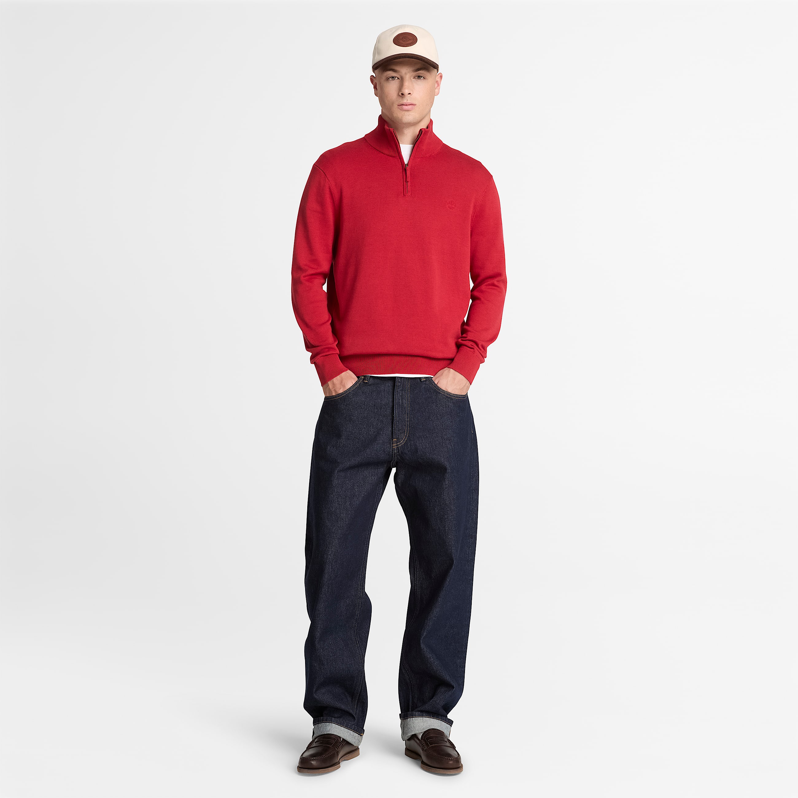 Jersey de algodn con cremallera de 14 Williams River para hombre en rojo TBL rojo ALT2