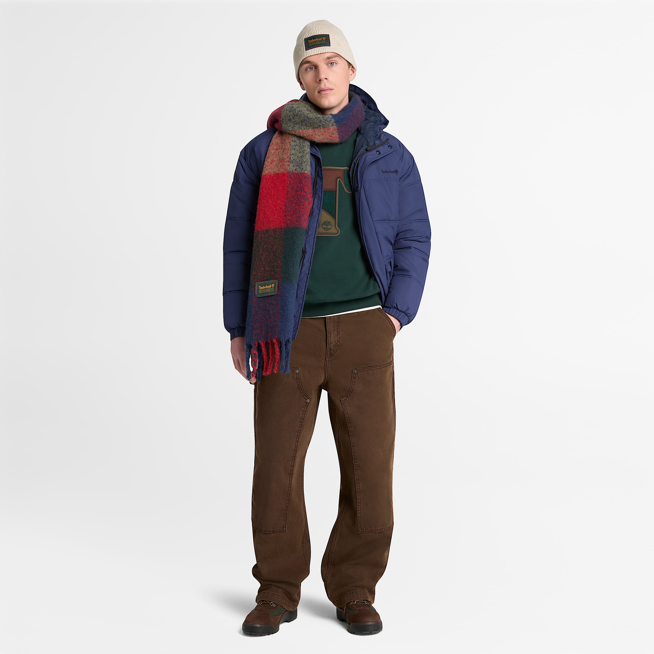 Patchwork Crew Sweatshirt for Men in Dark Green TBL Green ALT2