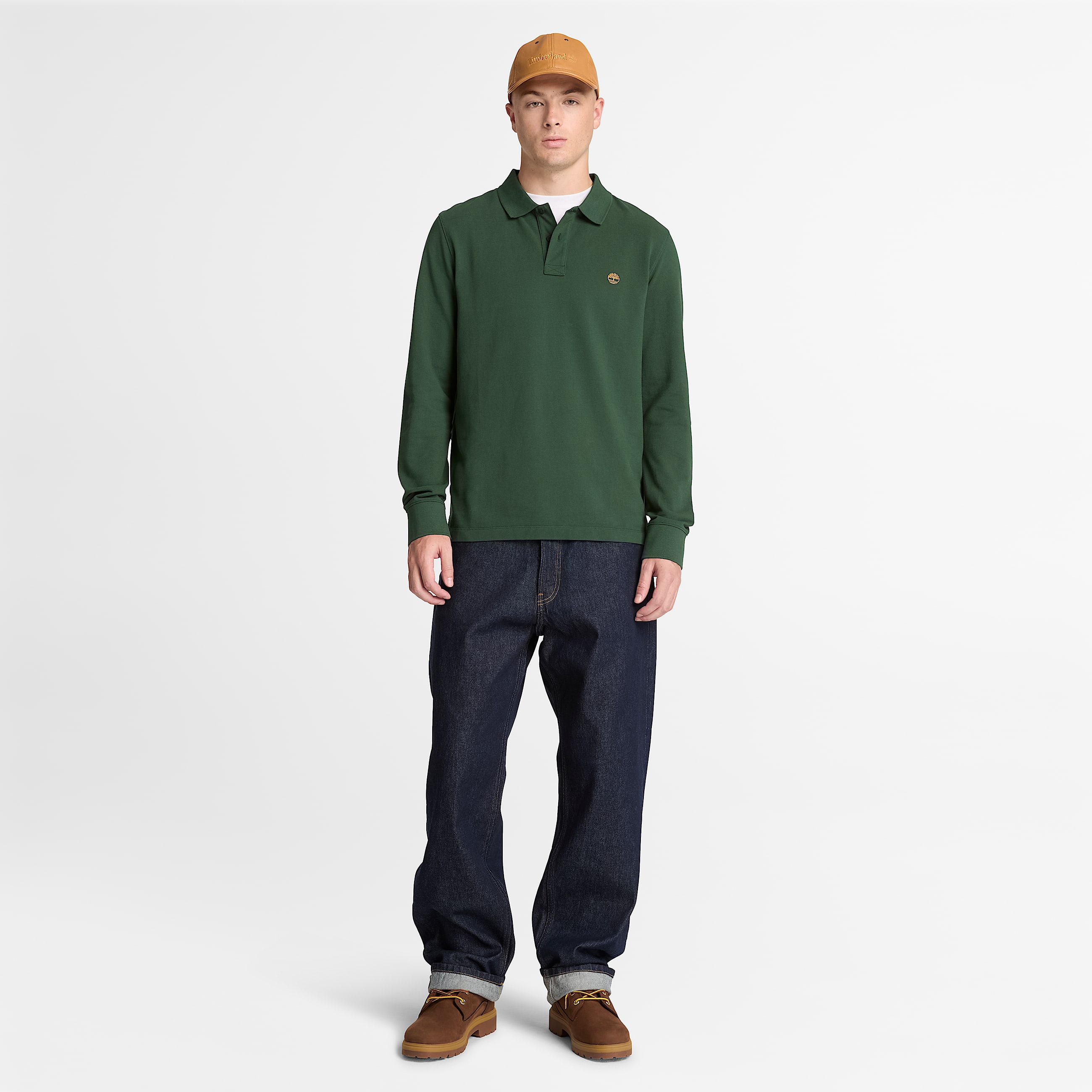 Millers River LongSleeve Polo for Men in Dark Green TBL Green ALT2