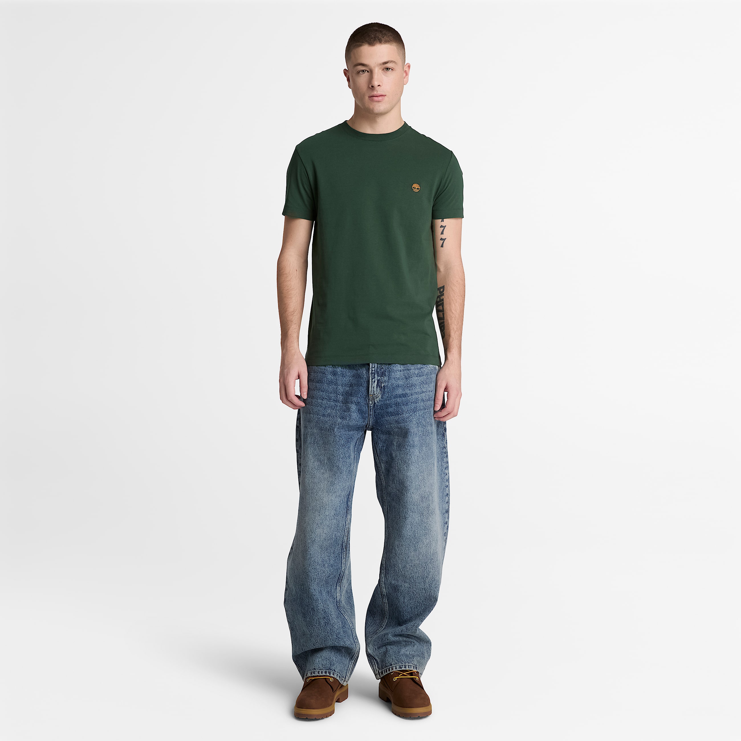 Dunstan River Slim ShortSleeve TShirt for Men in Dark Green TBL Green ALT2