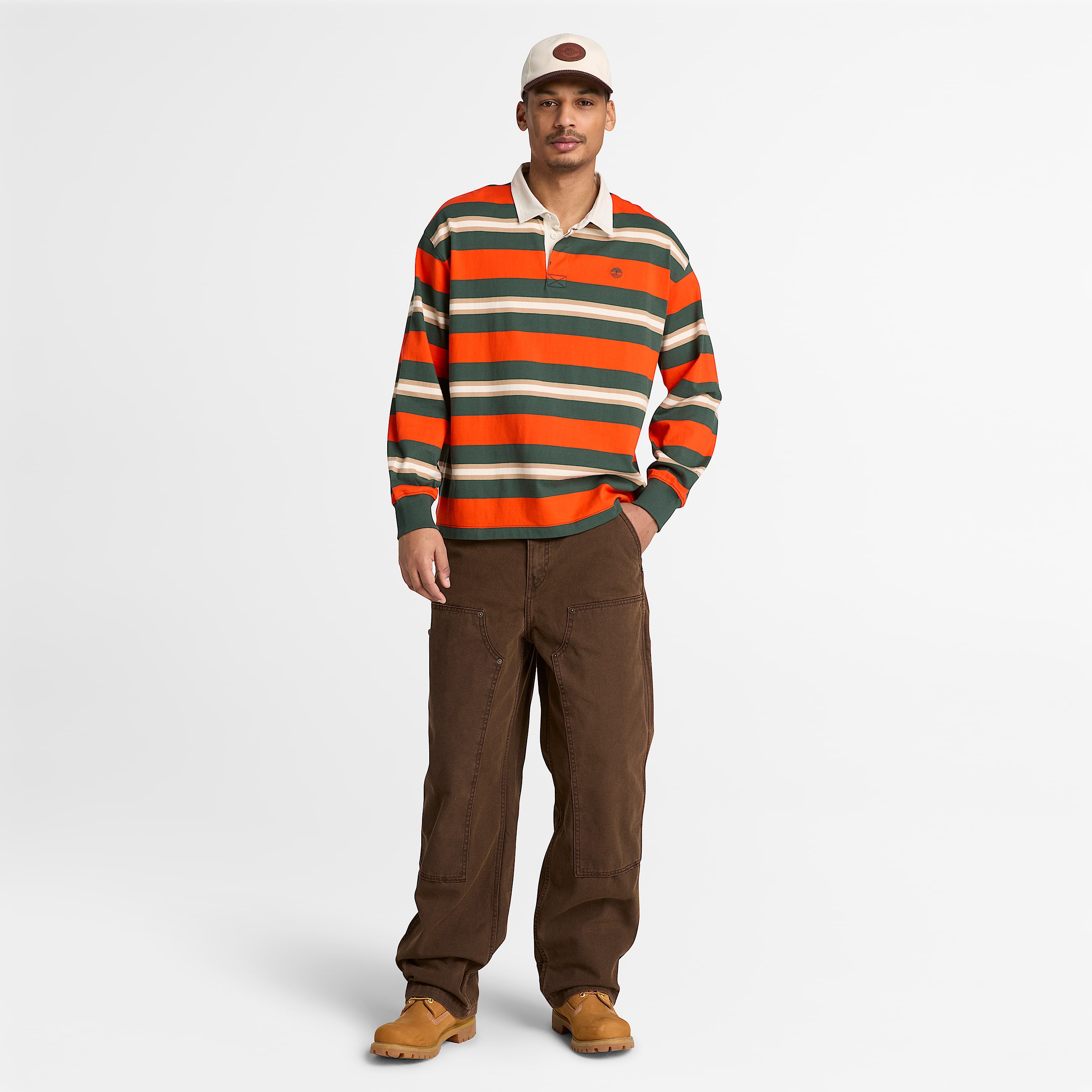 Polo de rugby de manga larga para hombre en naranja TBL naranja ALT2