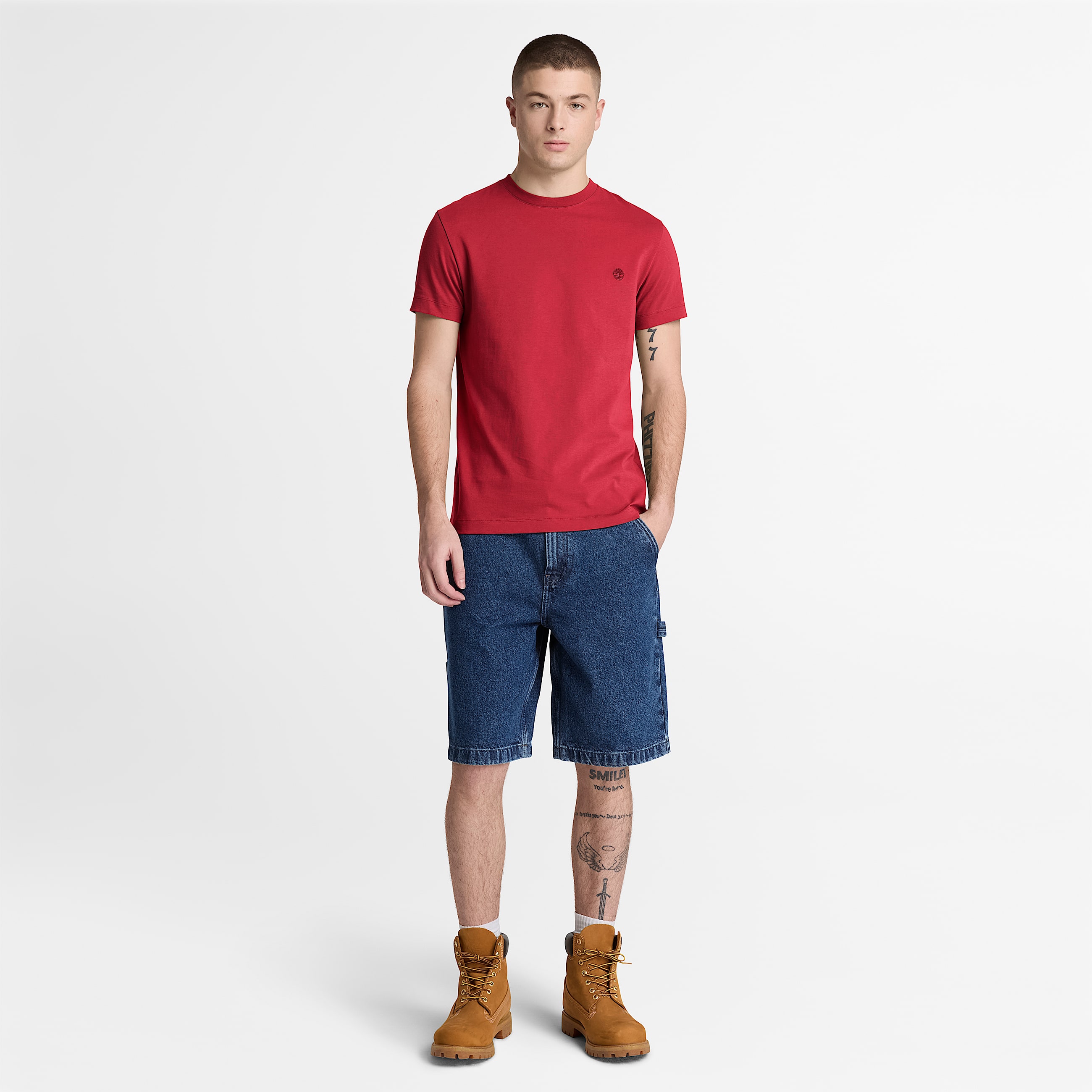 Dunstan River Slim ShortSleeve TShirt for Men in Red TBL Red ALT2