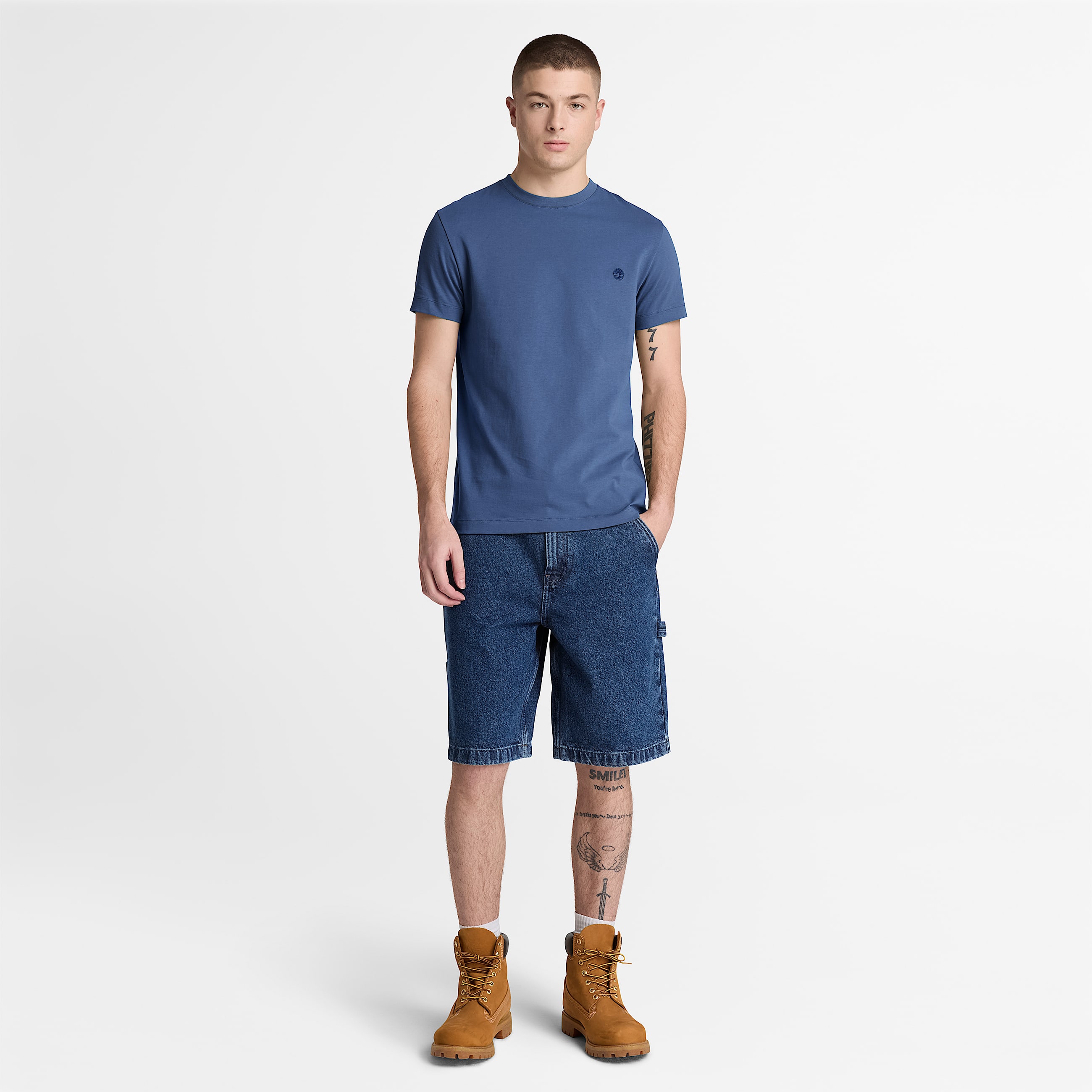 Dunstan River Slim ShortSleeve TShirt for Men in Dark Blue TBL Blue ALT2