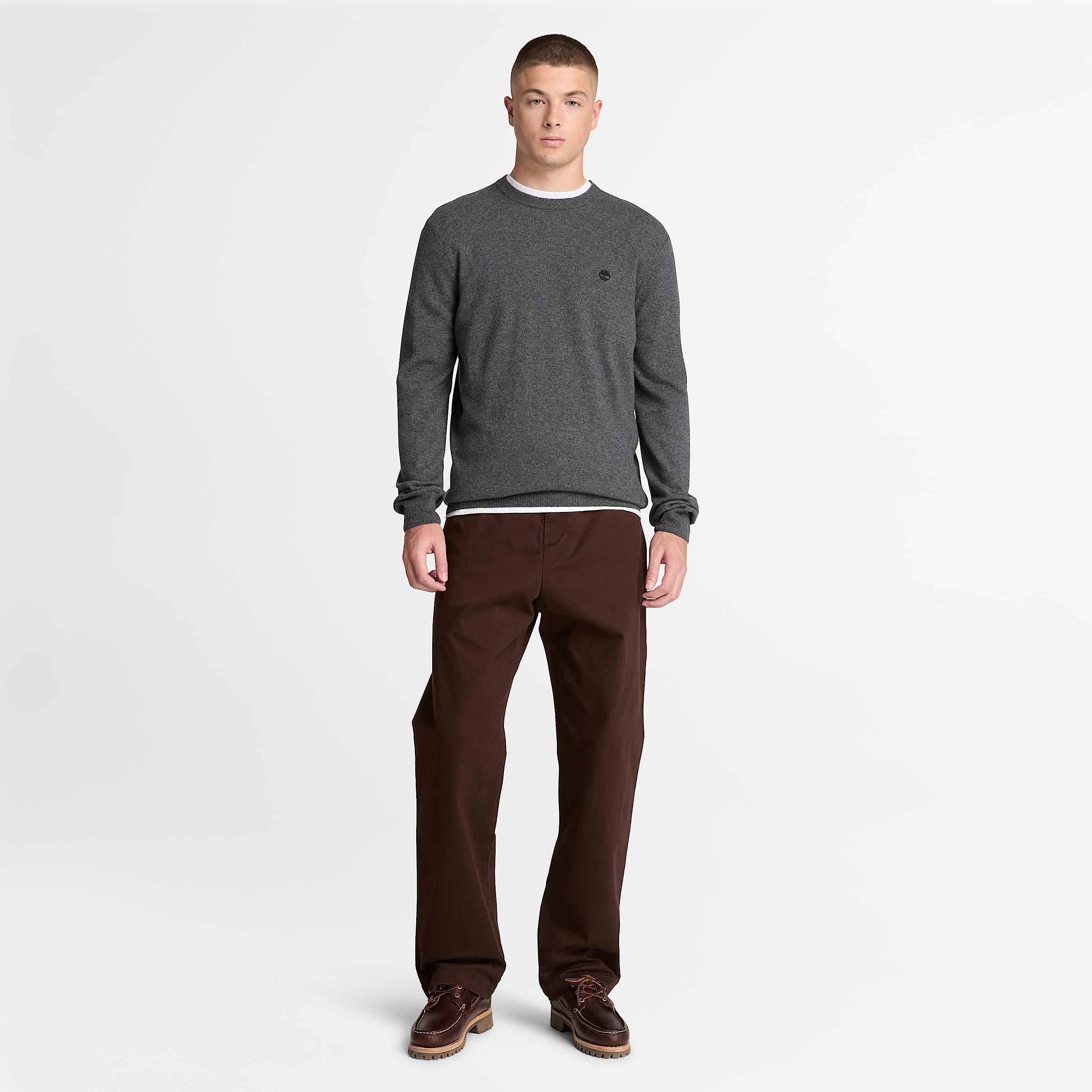 Cohas Brook Pullover mit Rundhalsausschnitt aus Merinowolle fr Herren in Dunkelgrau TBL Grau ALT2