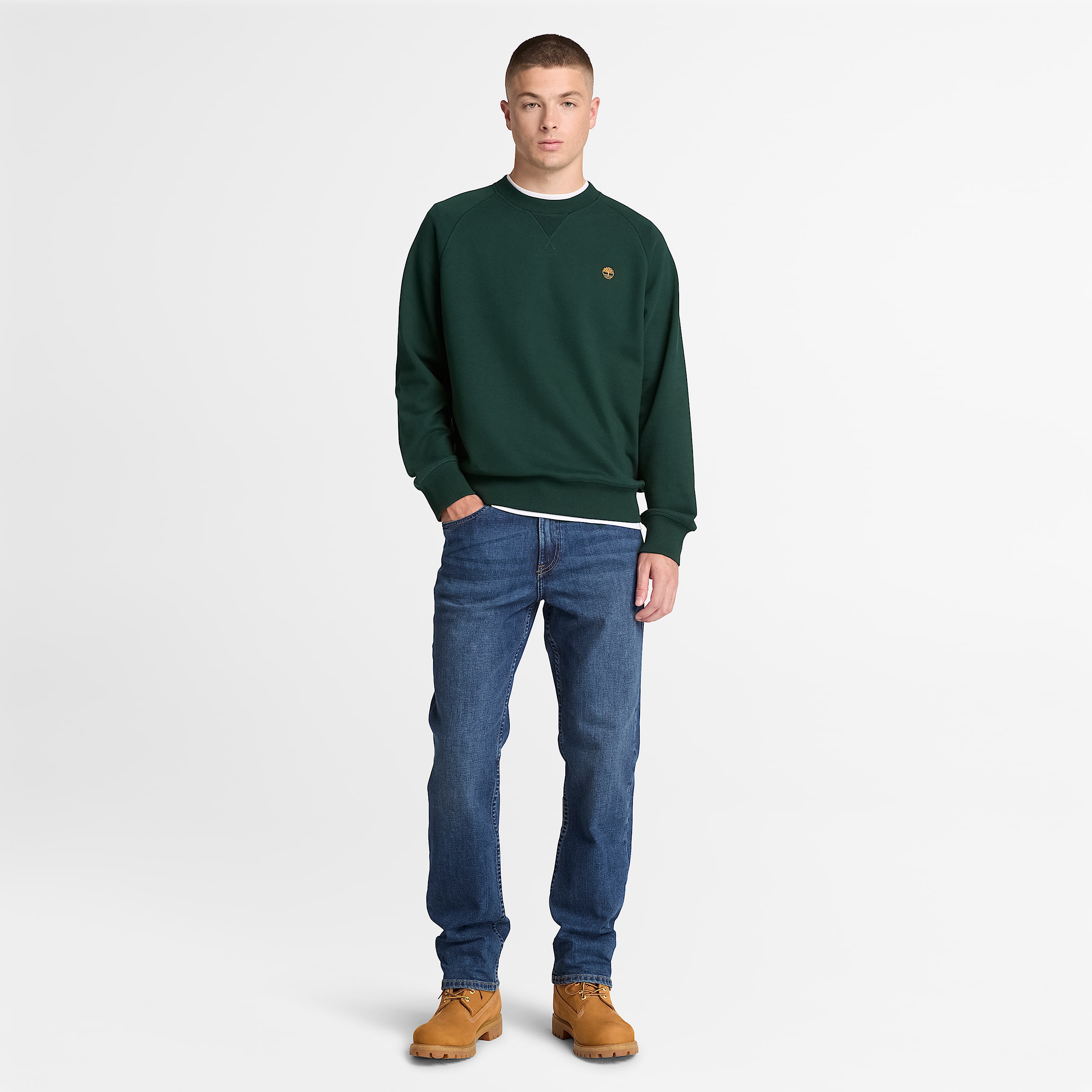 Exeter River Crew Sweatshirt for Men in Dark Green TBL Green ALT2