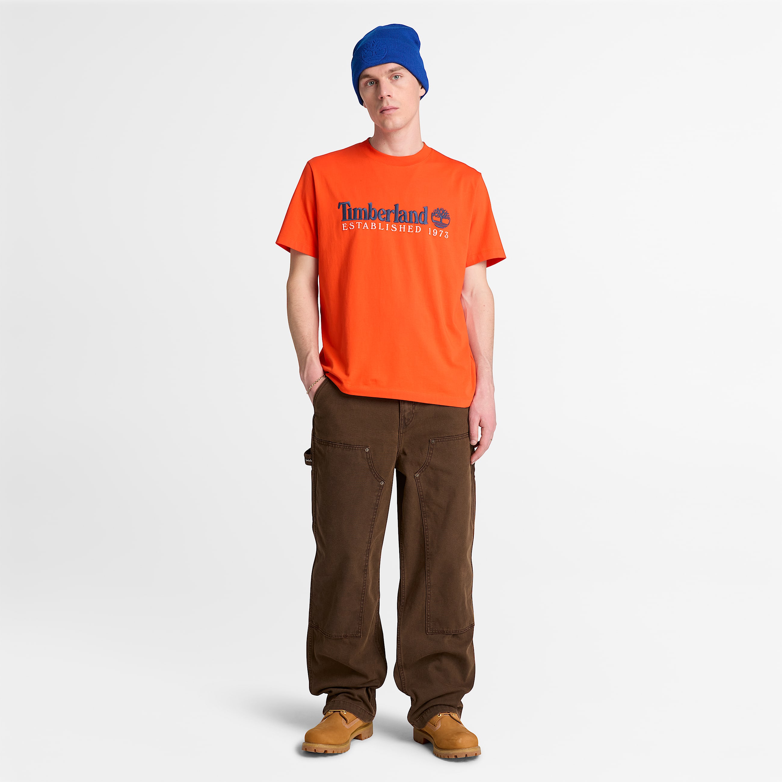 Tshirt a Maniche Corte con Ricamo Established 1973 da Uomo in arancione TBL arancione ALT2
