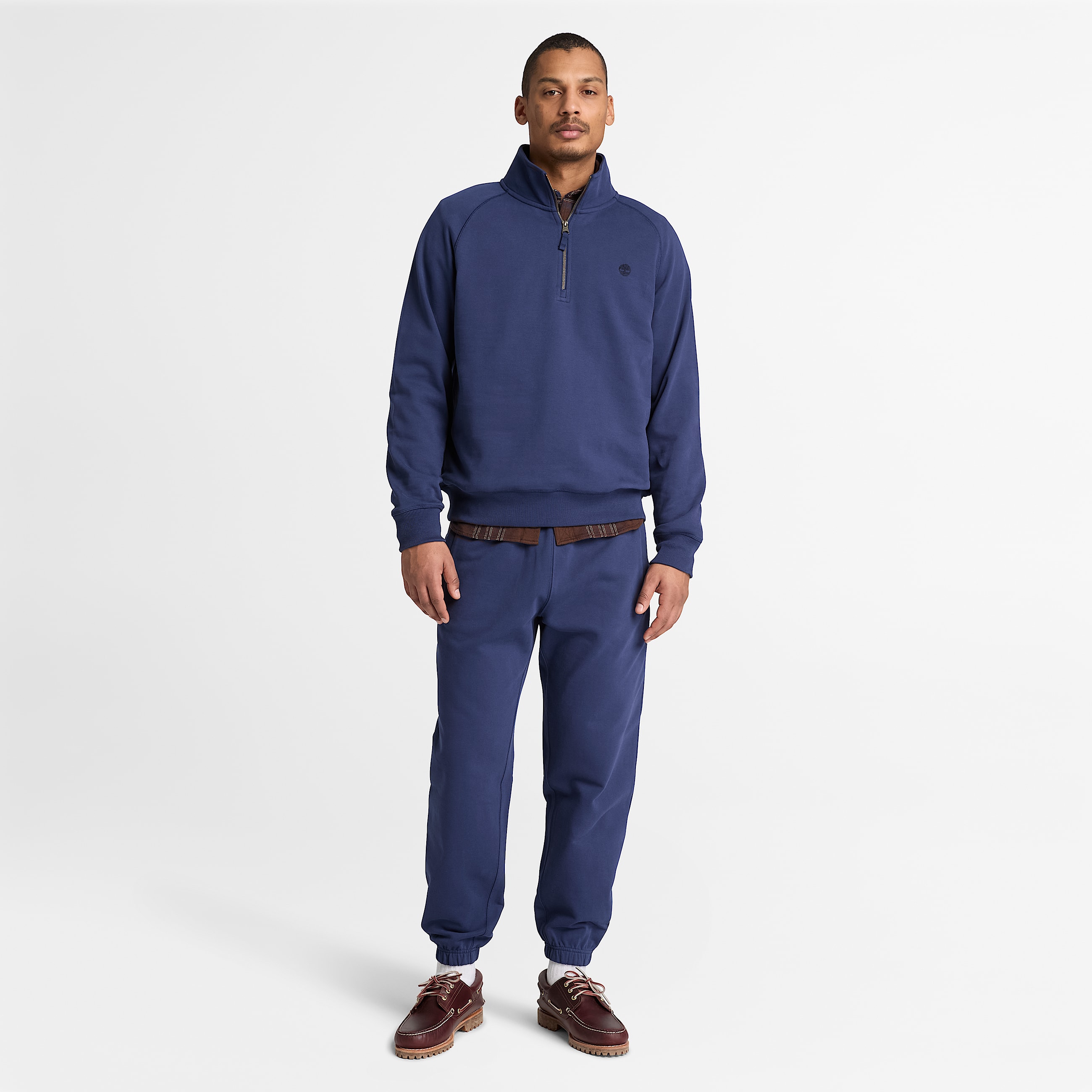 Exeter River Embroidered Logo QuarterZip Sweatshirt for Men in Dark Blue TBL Blue ALT2
