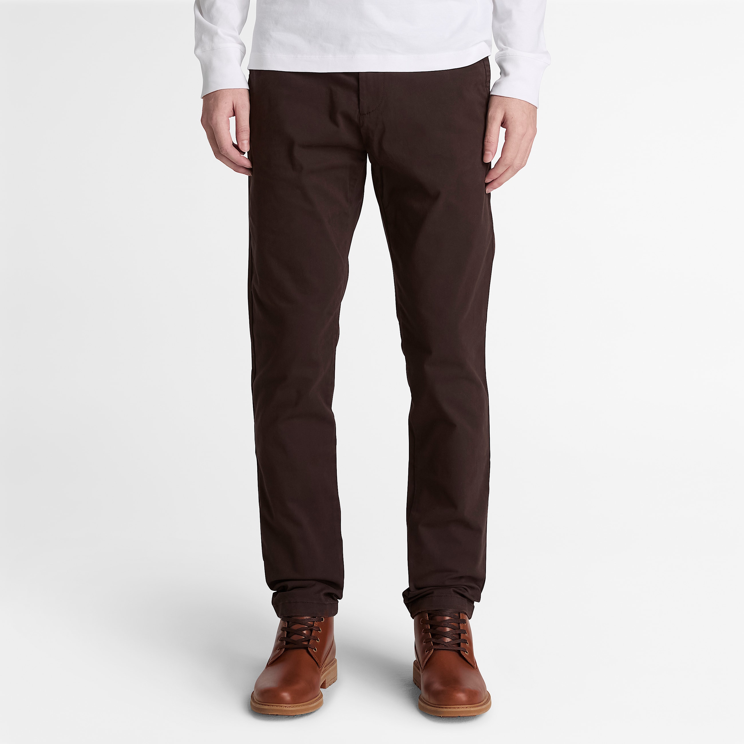 Topsfield Slim Twill Chino Trouser for Men in Dark Brown