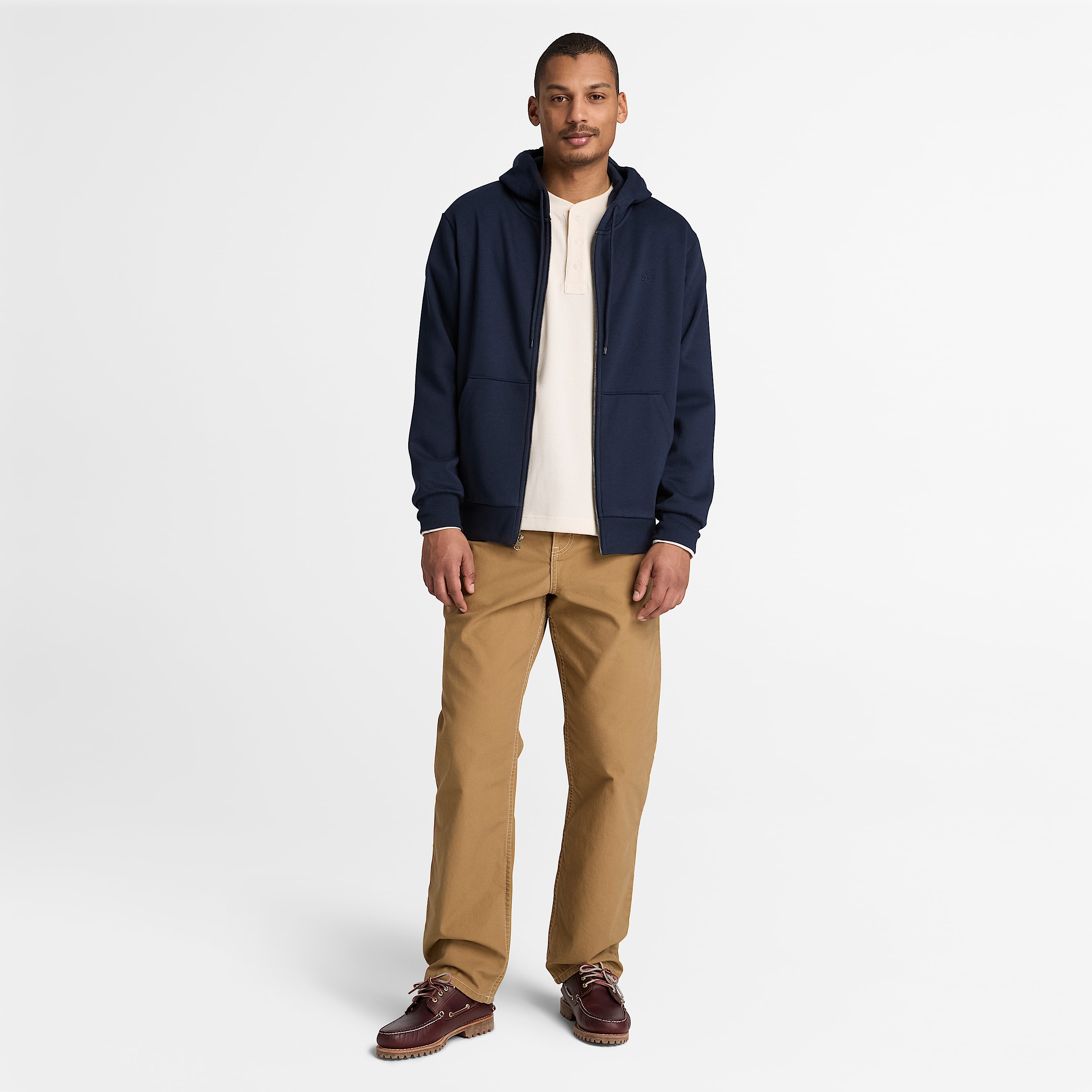 Langrmeliges Wharf River Polohemd mit Waffelstruktur fr Herren in Beige TBL Beige ALT2