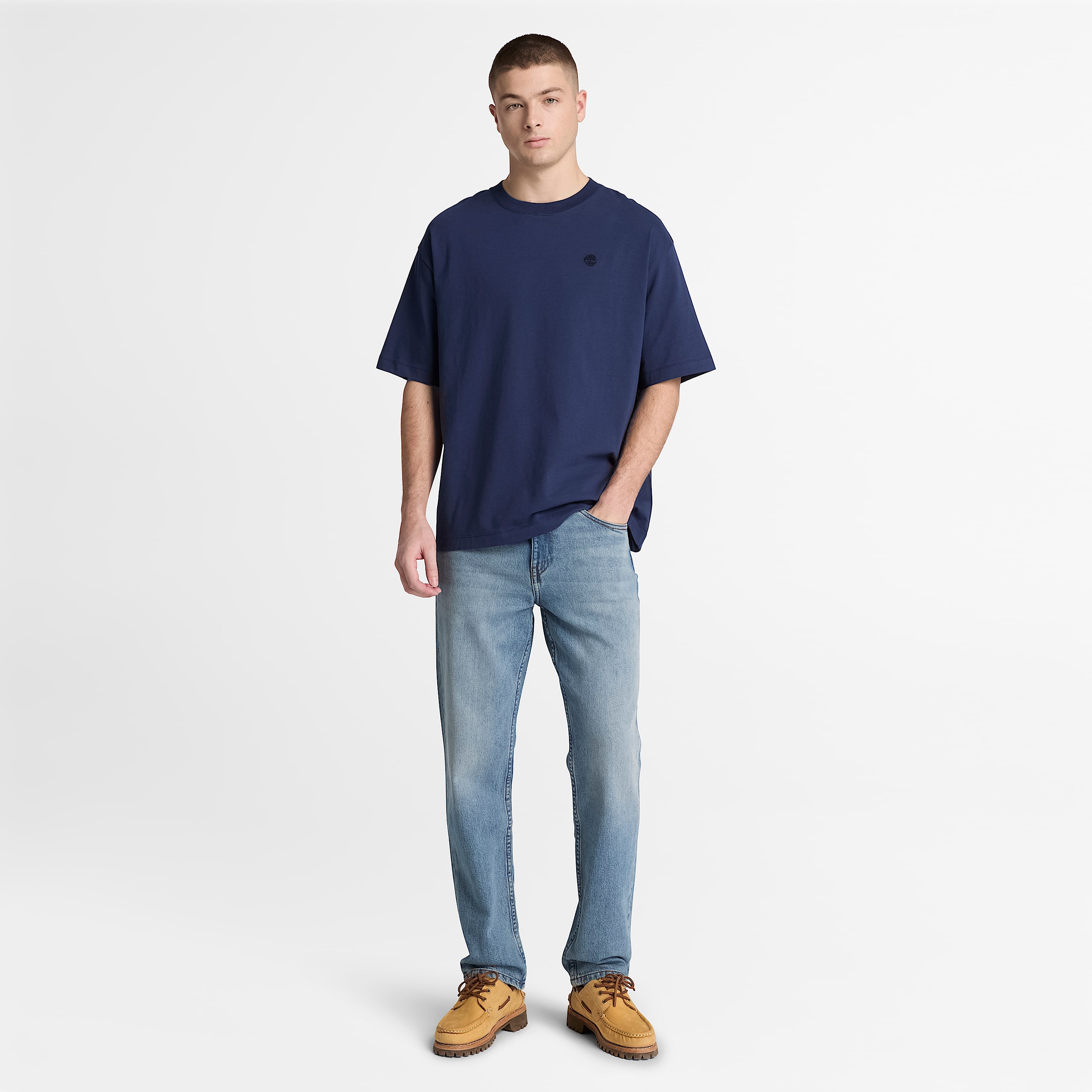 Dunstan River Relaxed ShortSleeve TShirt for Men in Dark Blue TBL Blue ALT2