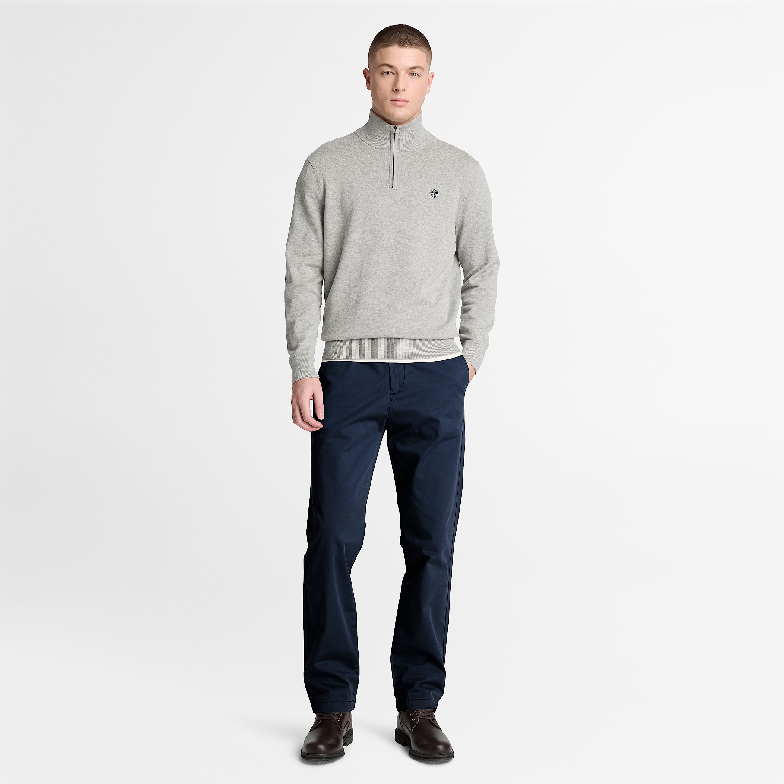 Claremont Straight Twill Chino Trouser for Men in Dark Blue TBL Blue ALT2