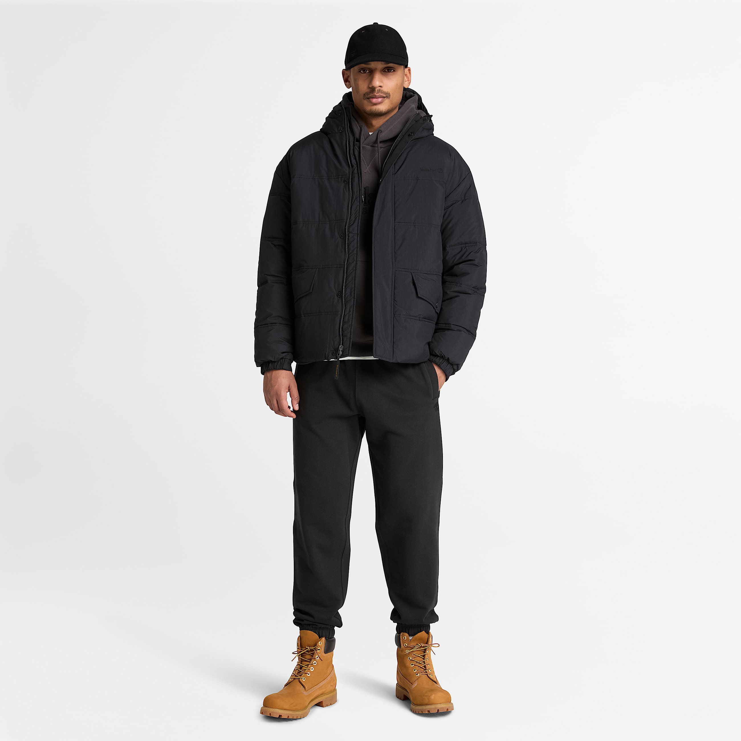 Chaqueta acolchada impermeable para hombre en negro TBL negro ALT2