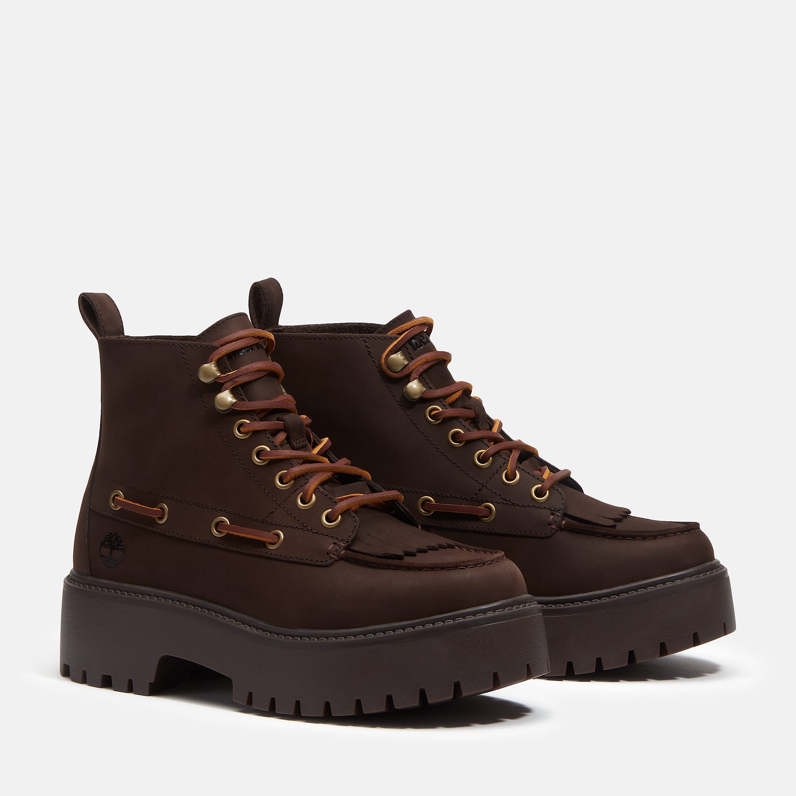 Botas con plataforma y lengeta decorativa Stone Street para mujer en marrn oscuro TBL marrn ALT4