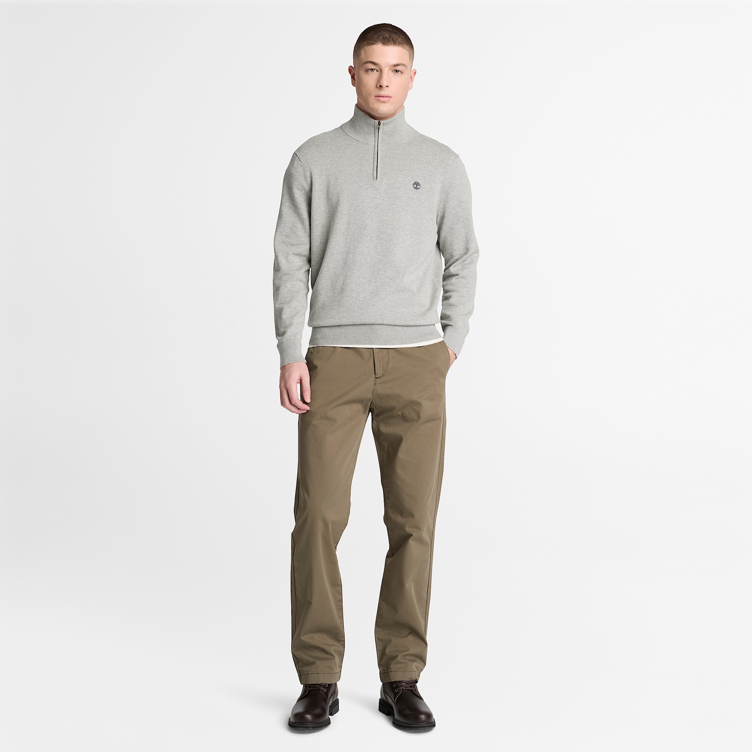 Pantaloni Chino a Gamba Dritta in Twill Claremont da Uomo in verde scuro TBL verde ALT2