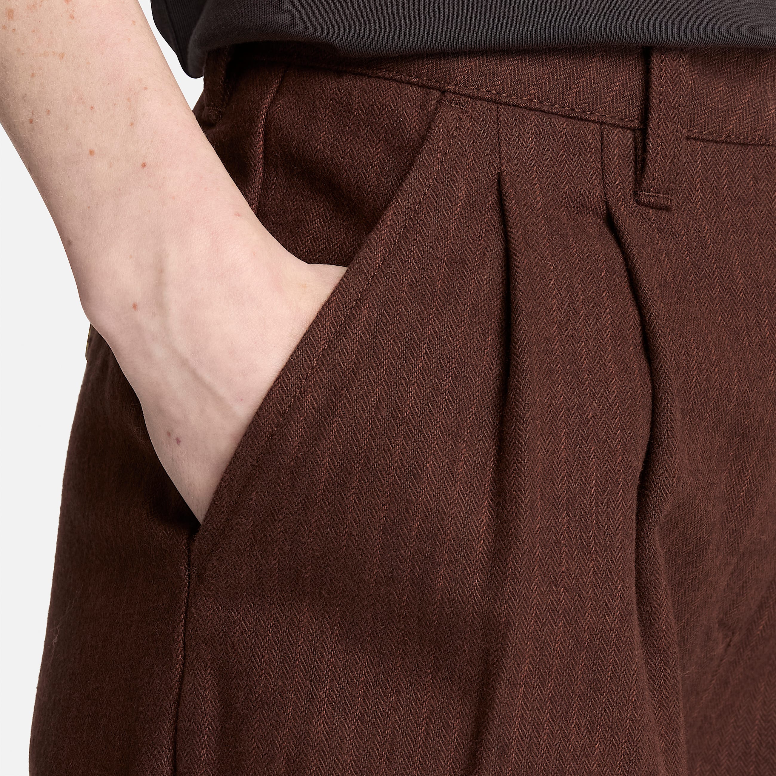 Hose mit Fischgrtmuster fr Damen in Dunkelbraun TBL Braun ALT3