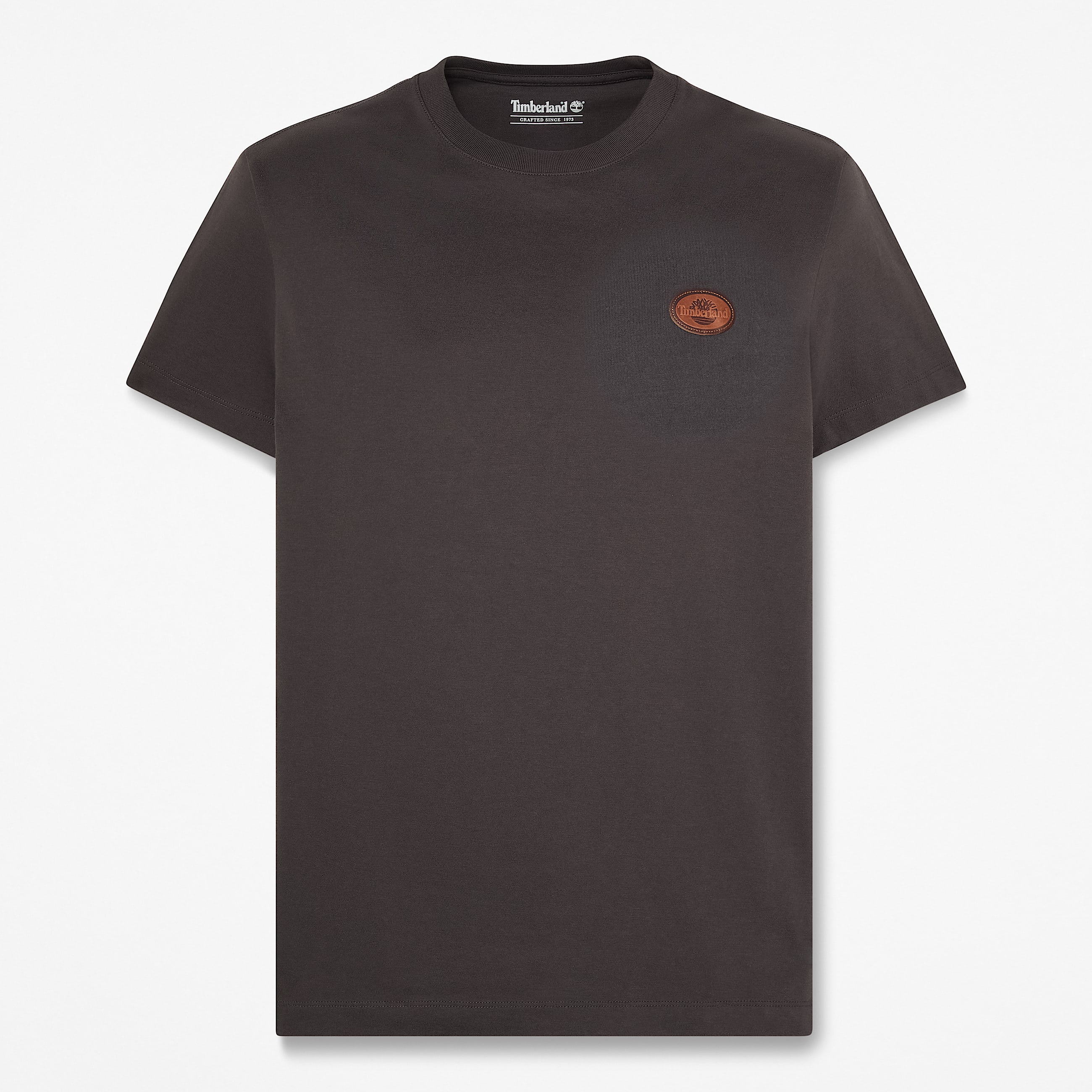 Leather Badge ShortSleeve TShirt for Men in Black TBL Black HERO