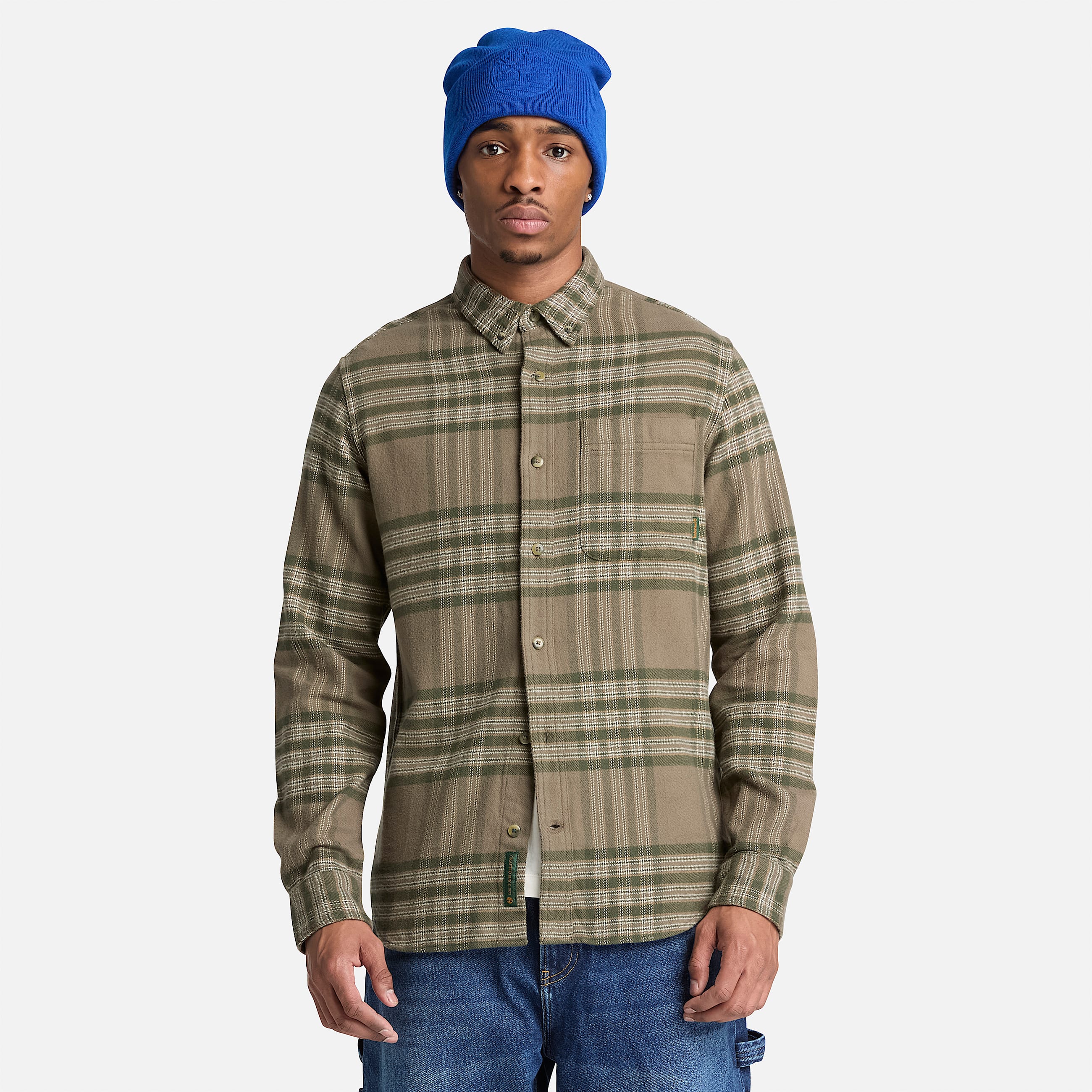 Chemise classique  carreaux indigo pour homme en vert fonc TBL Verte ALT3