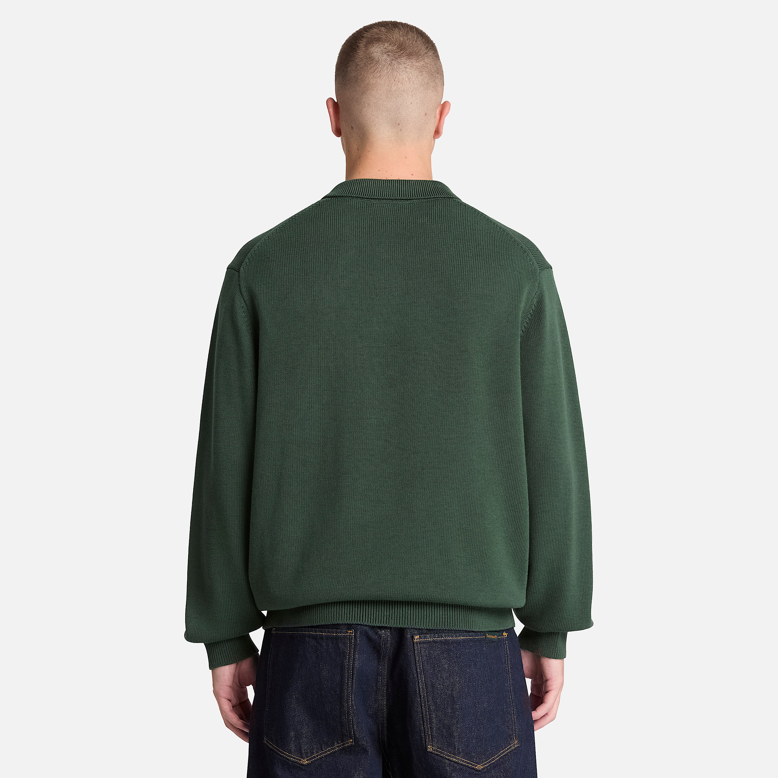 Williams River Cotton Polo Jumper for Men in Dark Green TBL Green ALT8