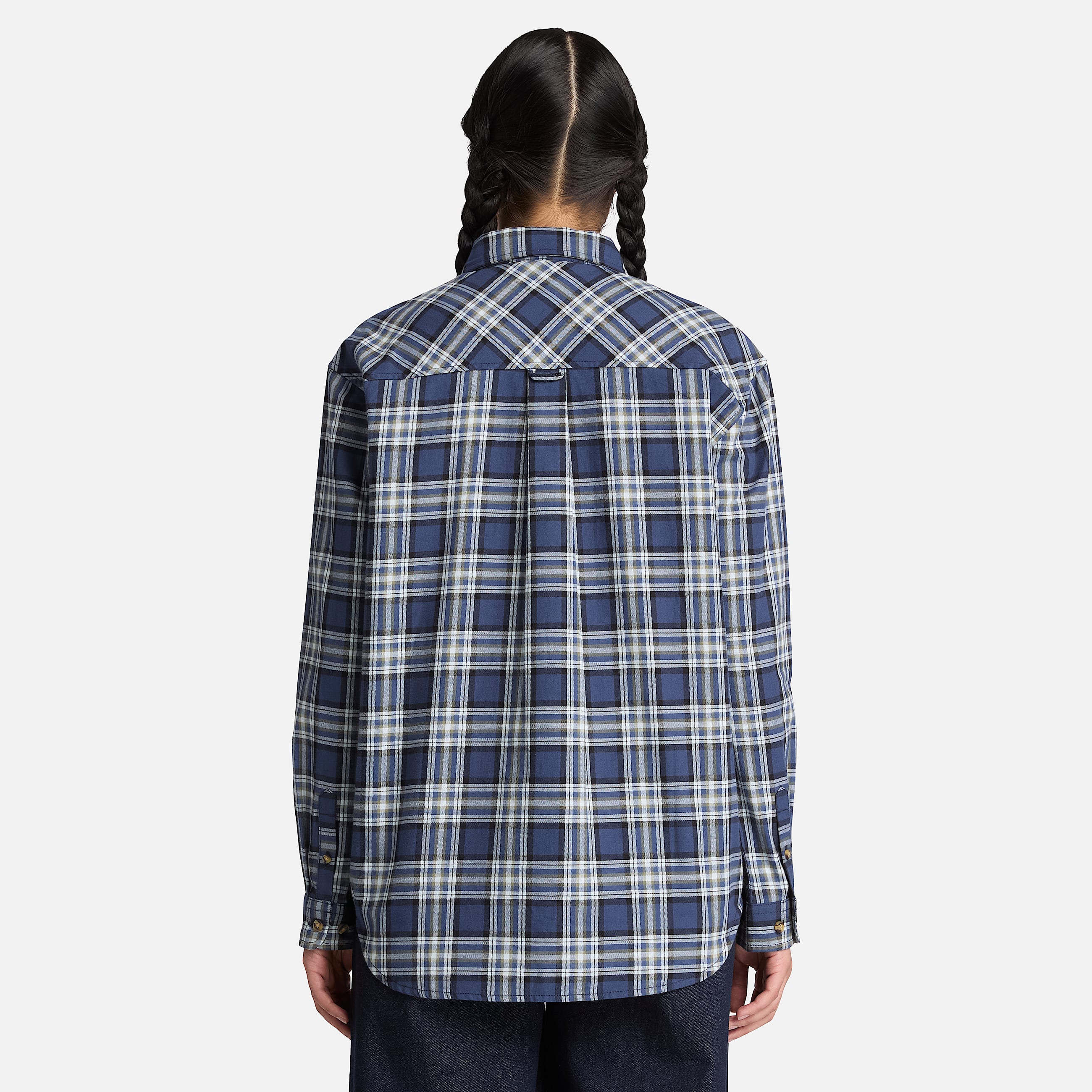 Chemise en flanelle semipaisse  manches longues pour femme en bleu fonc TBL bleu ALT8