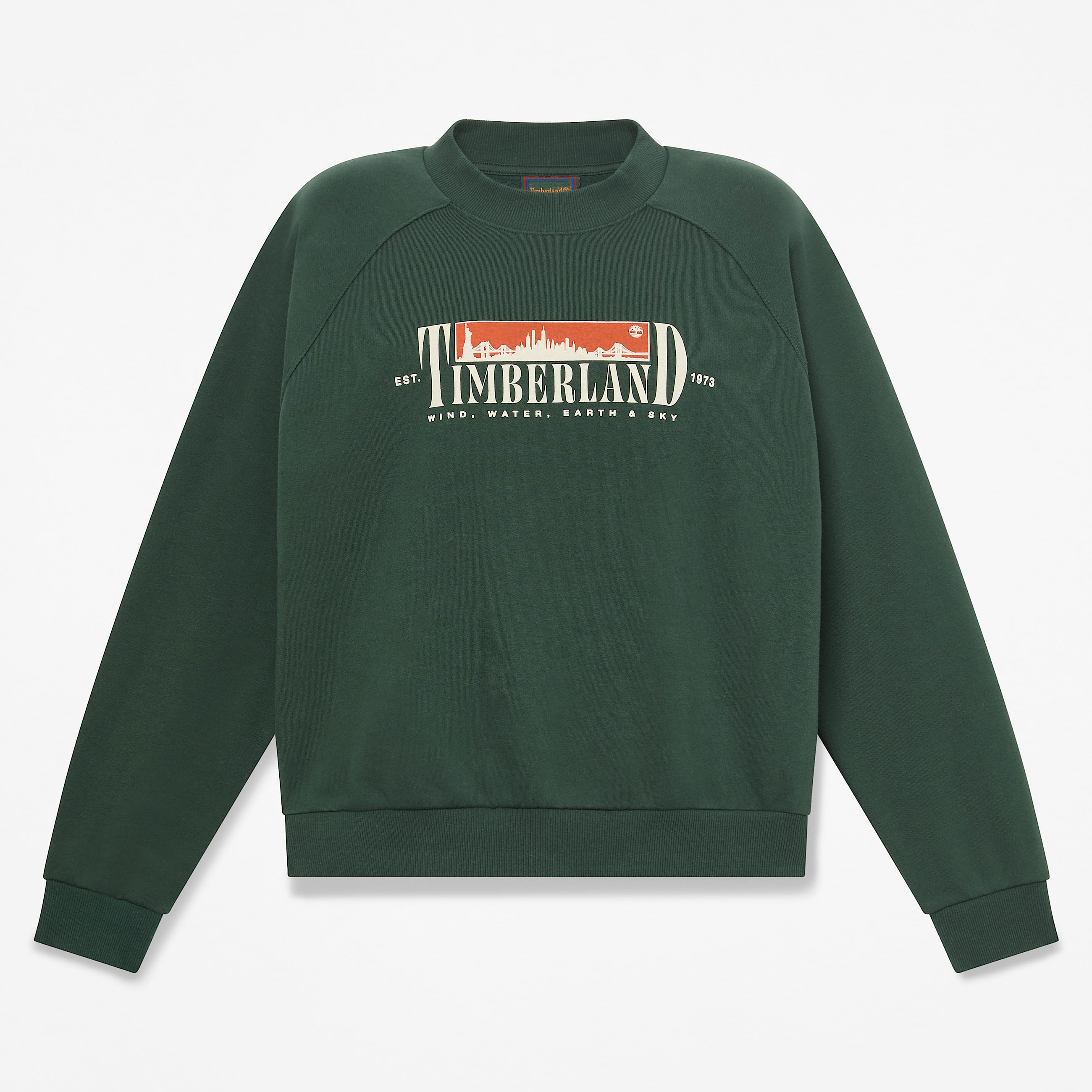 Sweat  col rond motif et envers bross pour femme en vert fonc TBL Verte HERO